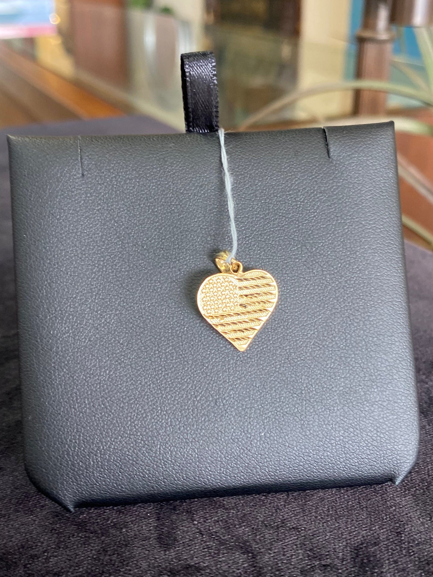 American Flag Yellow Gold Heart Charm