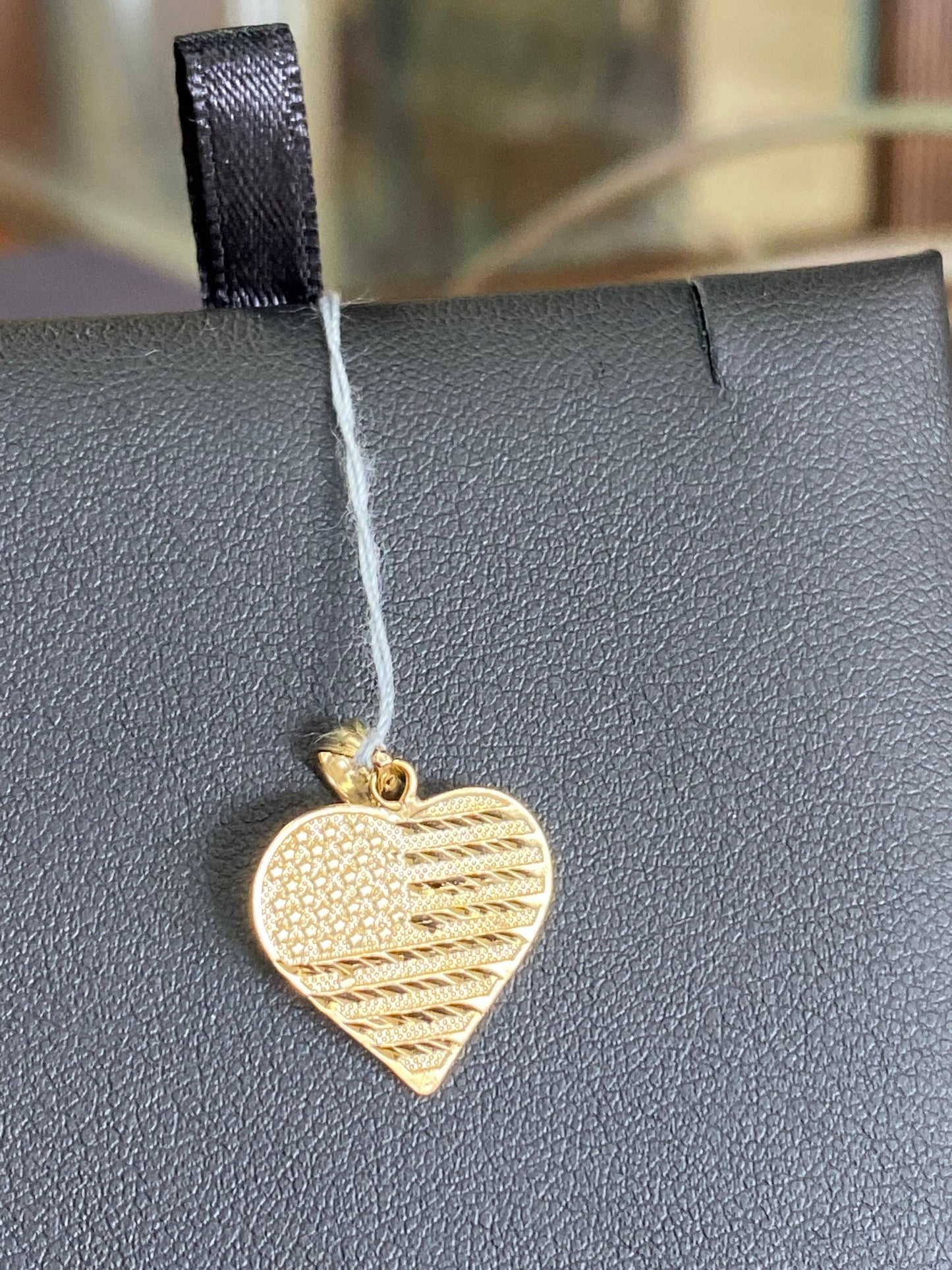 American Flag Yellow Gold Heart Charm