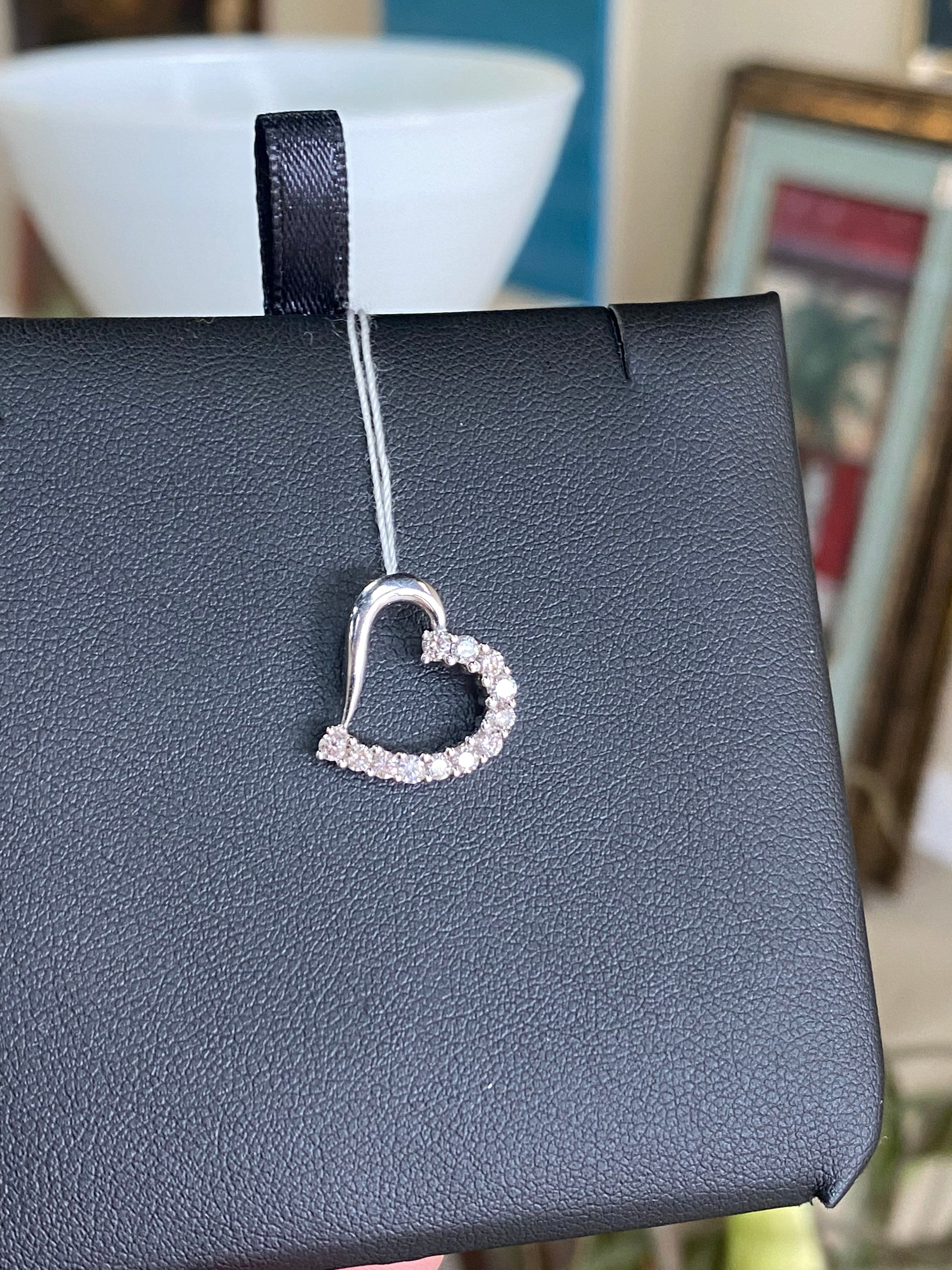 White Gold Diamond Heart Charm