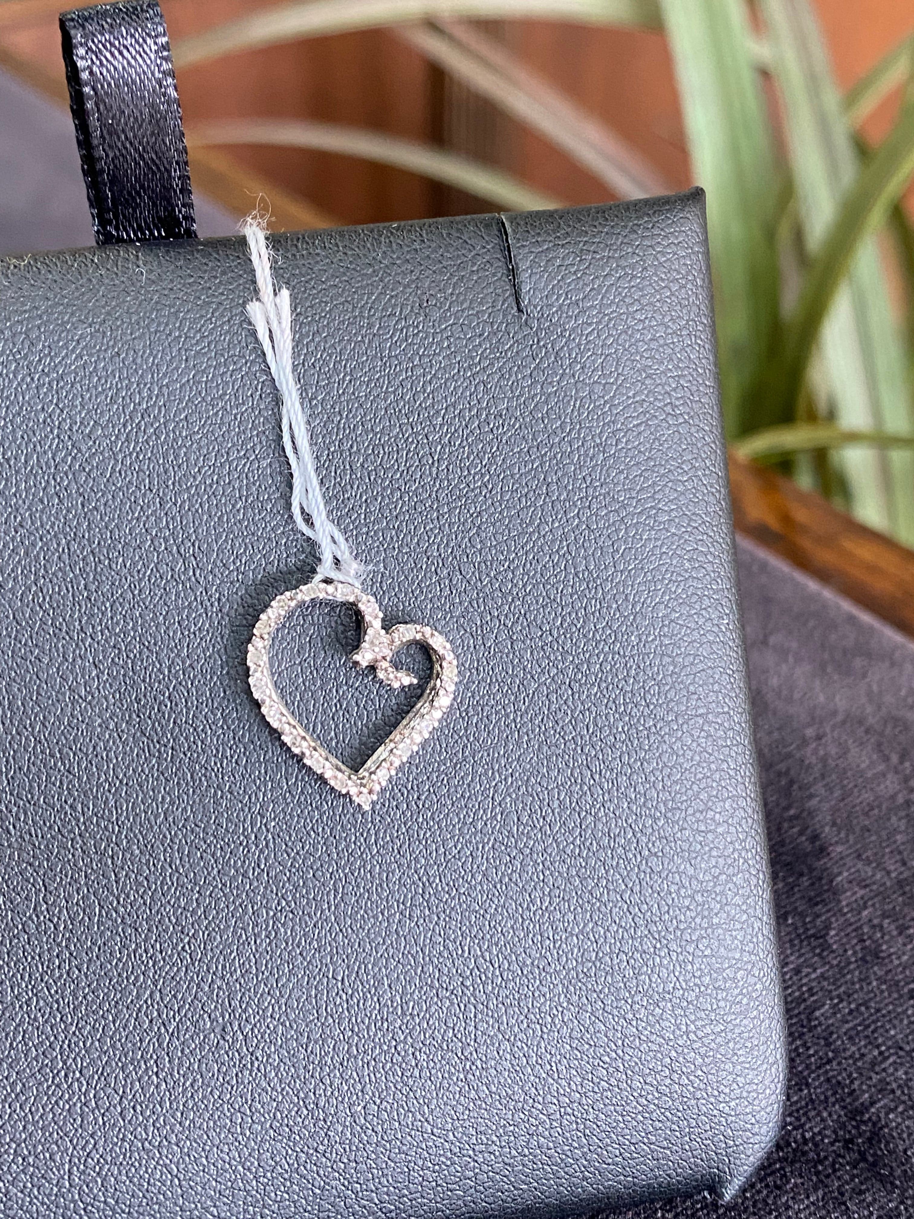Diamond Heart White Gold Pendant Charm