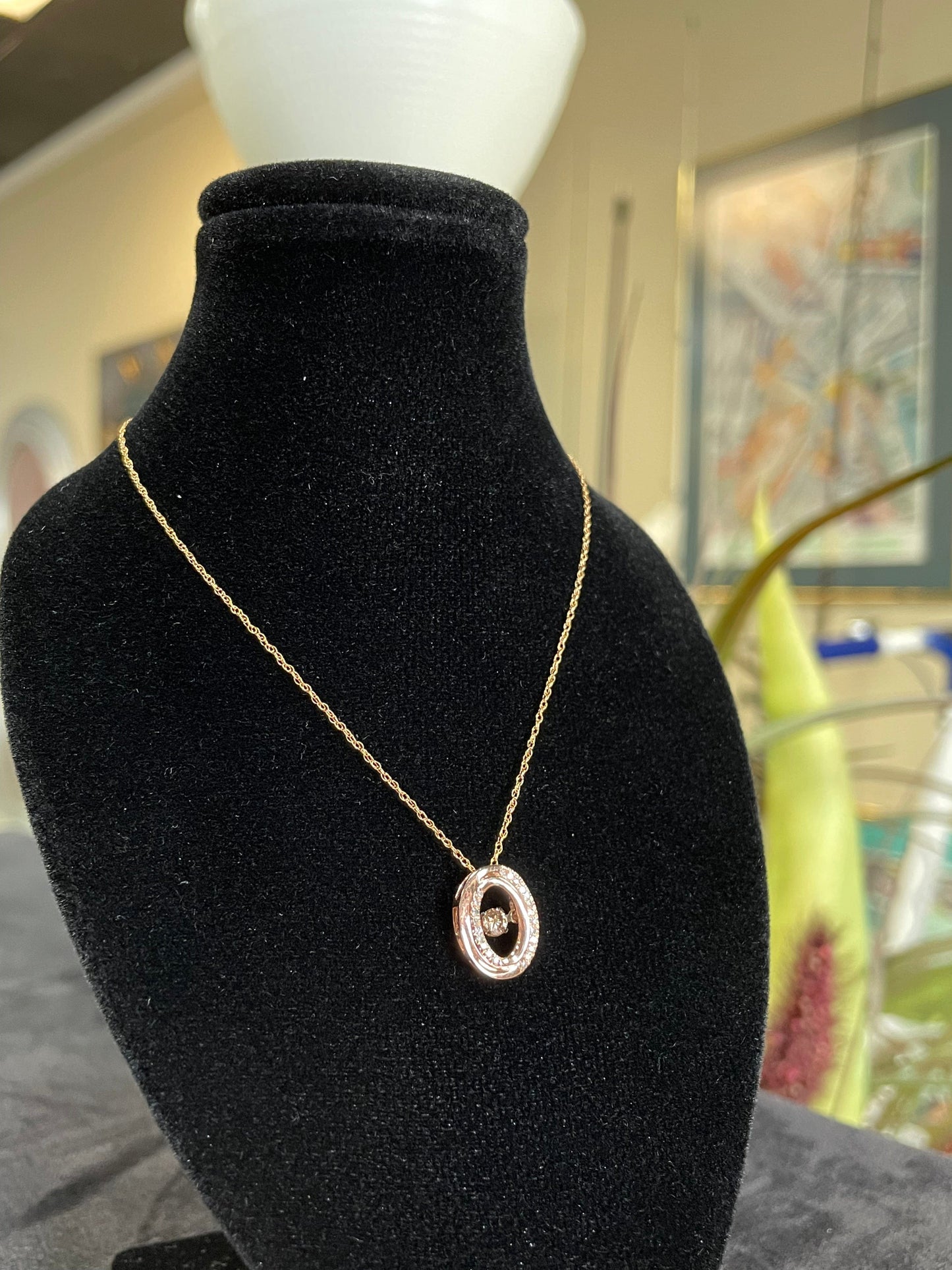 Rose Gold Dancing Diamonds Pendant Necklace