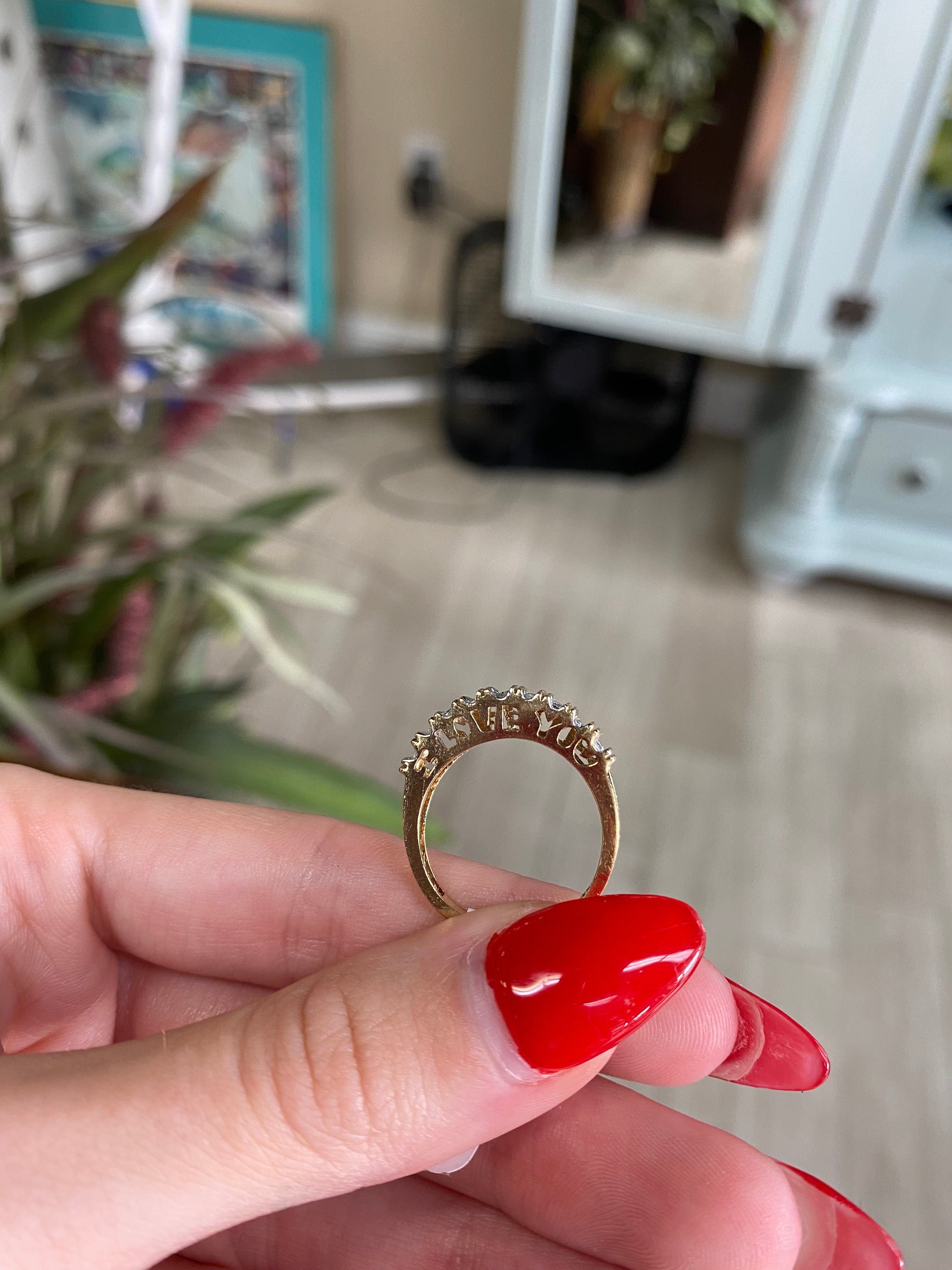 Diamond Band "I Love You" Cut Out Ring