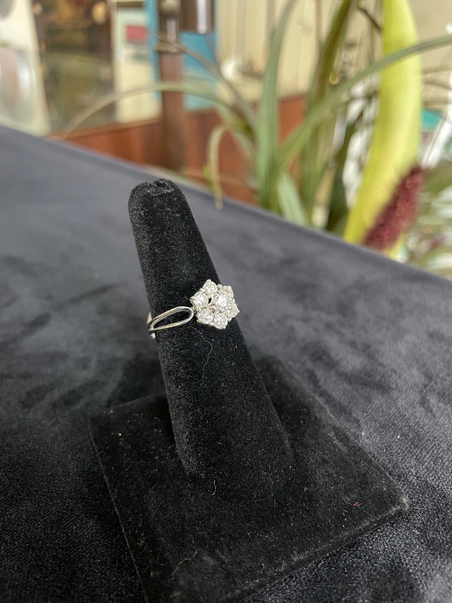 Flower Shaped White Gold Diamond Ring