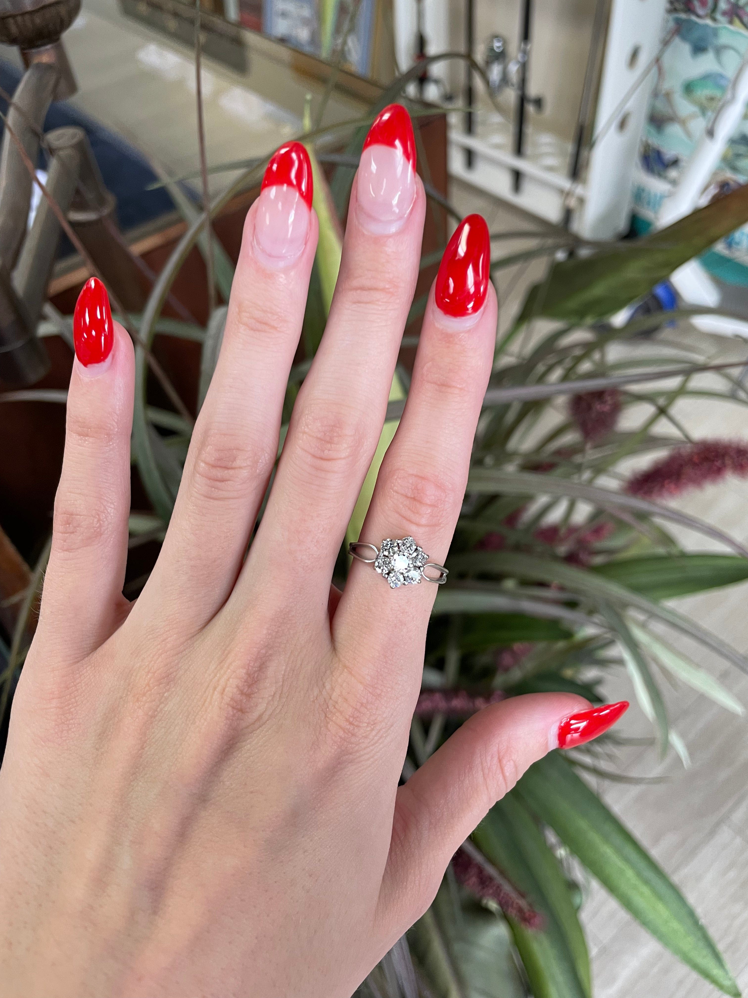 Flower Shaped White Gold Diamond Ring