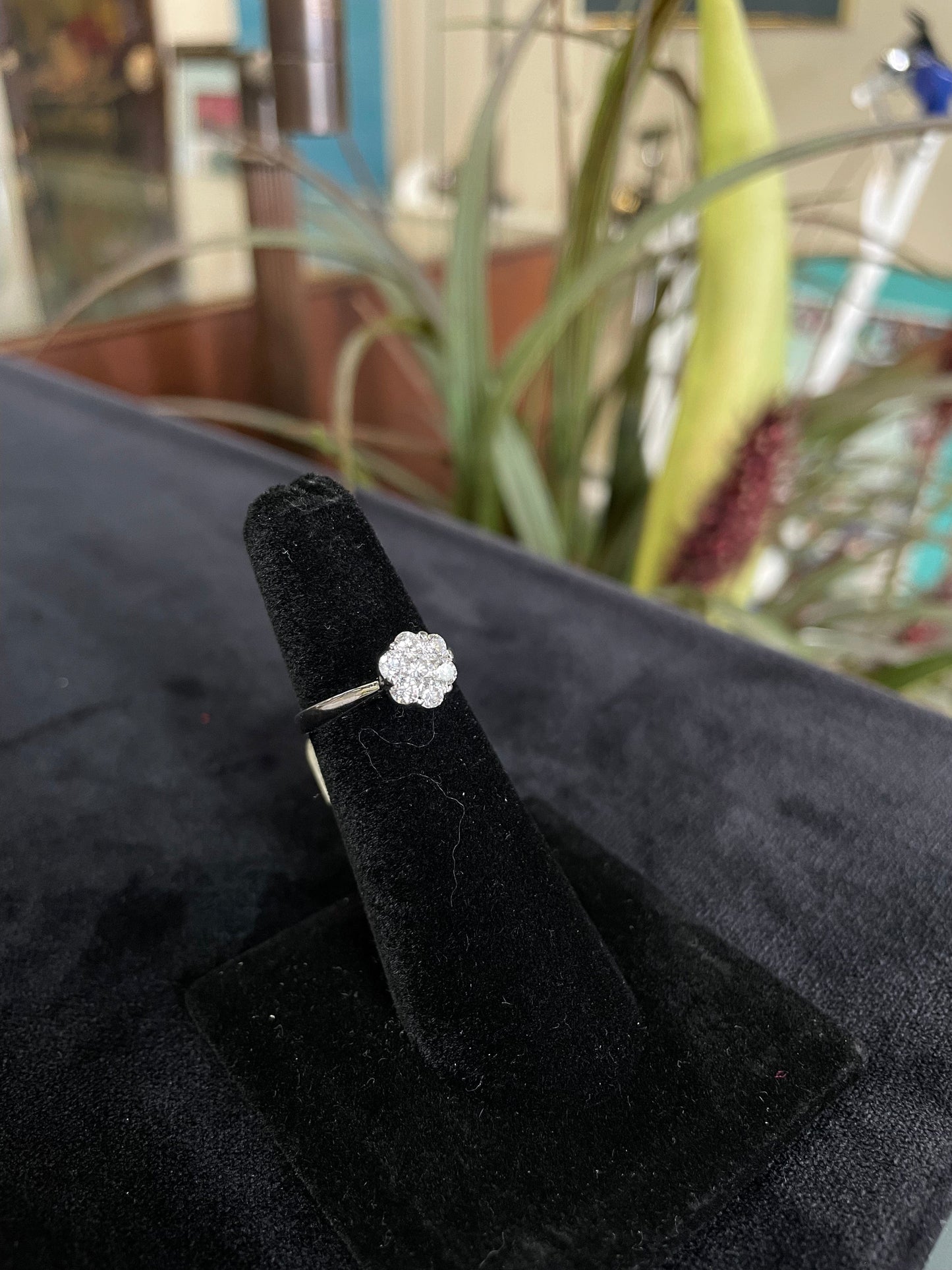 Flower Cluster White Gold Diamond Ring