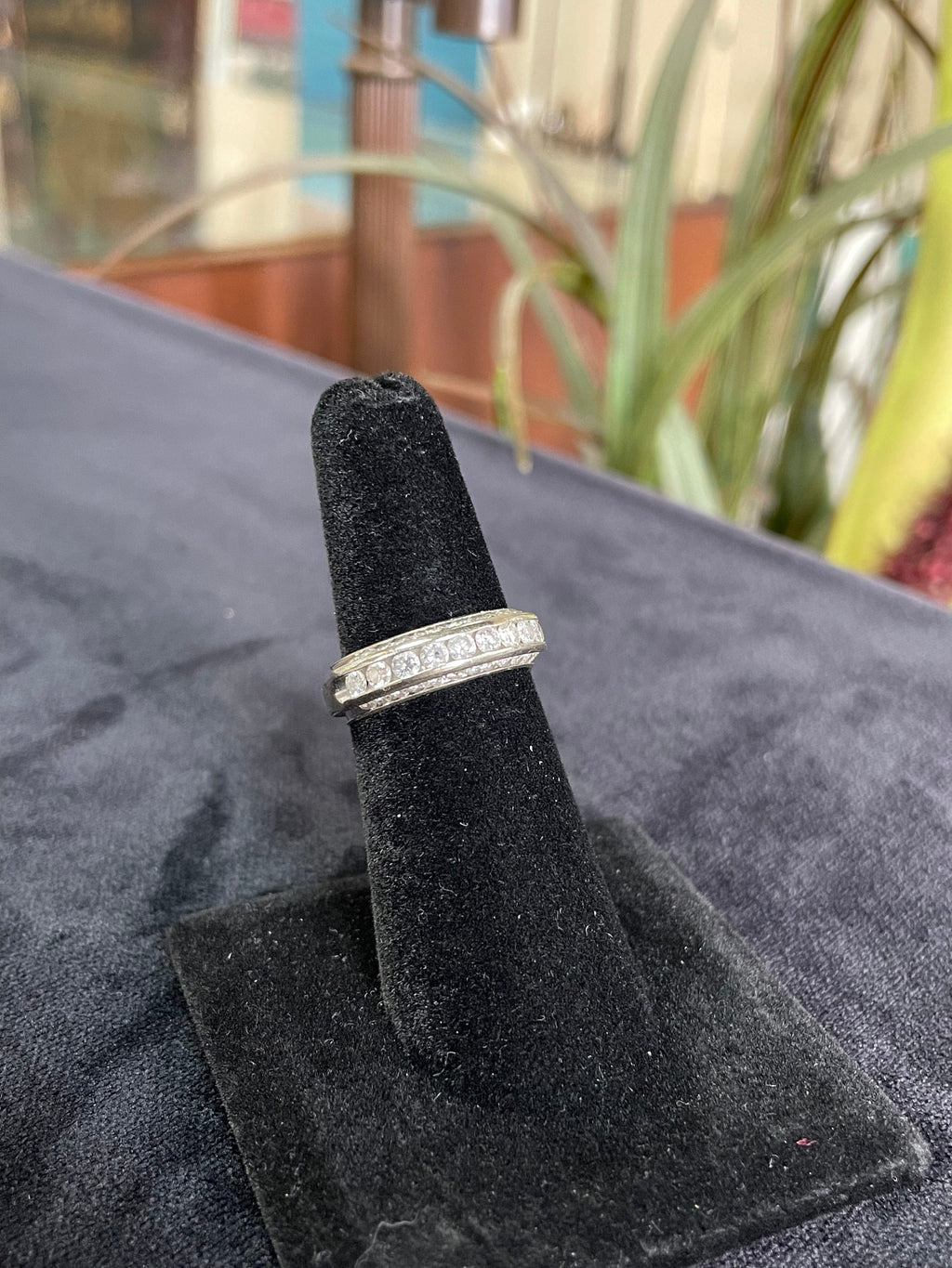 Three Sided White Gold Diamond Band