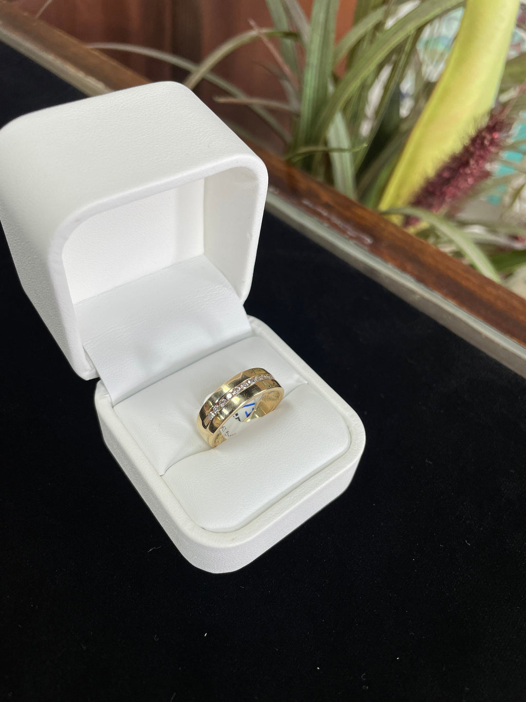Yellow Gold Diamond Band Men's Ring