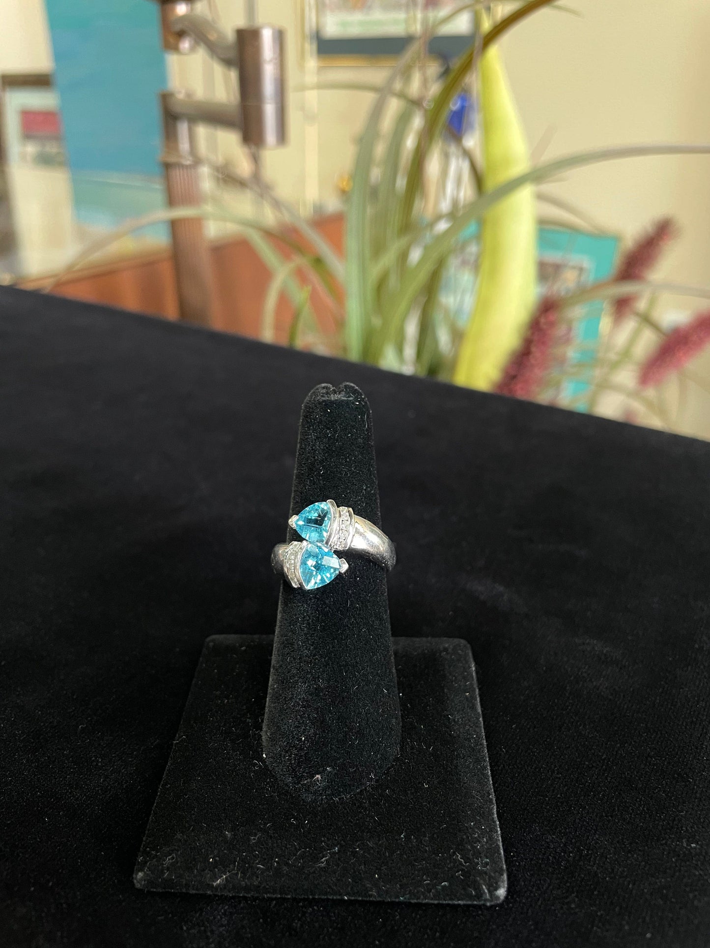 Blue Topaz Wrap Gemstone and Diamond Ring