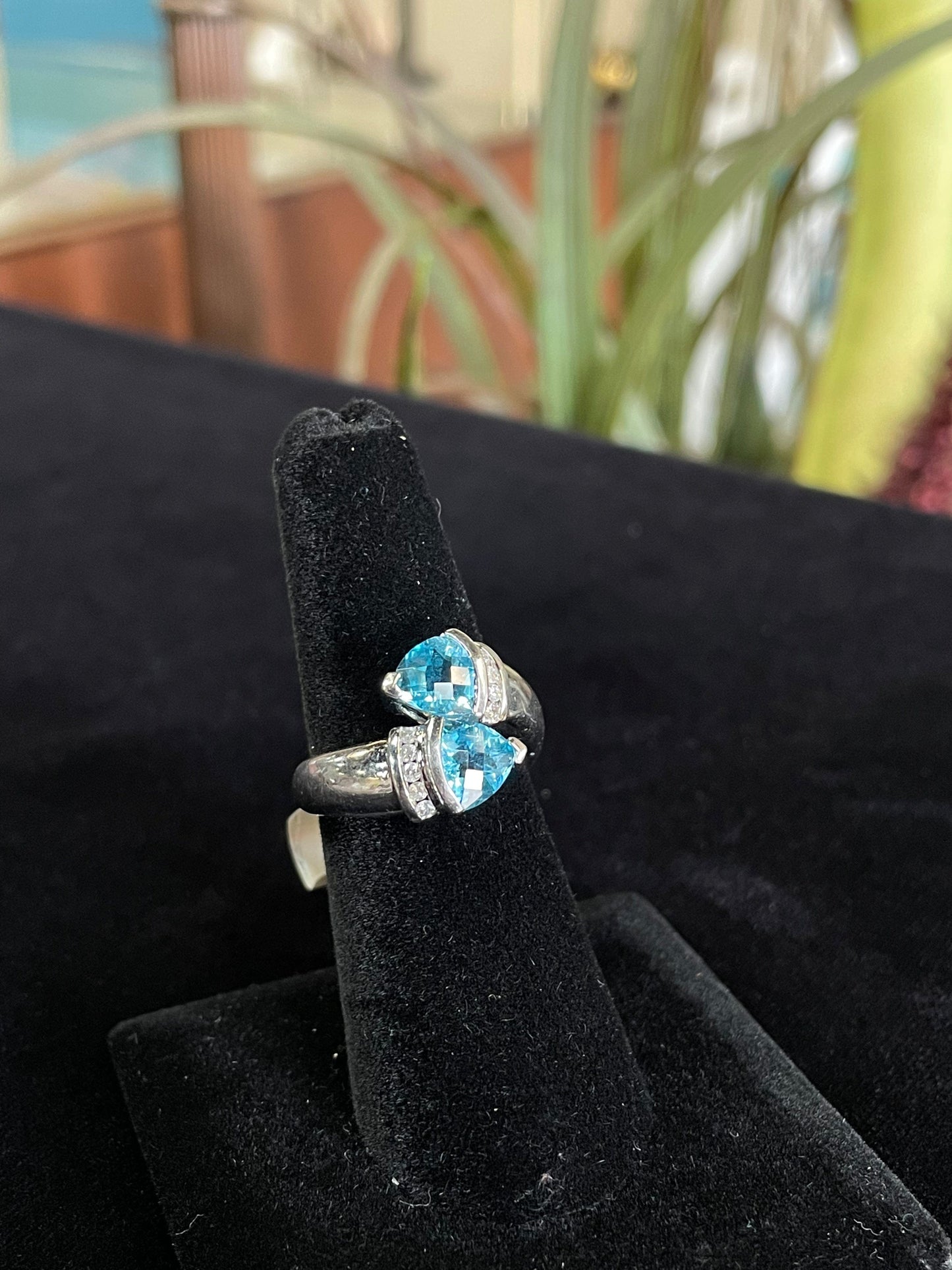 Blue Topaz Wrap Gemstone and Diamond Ring