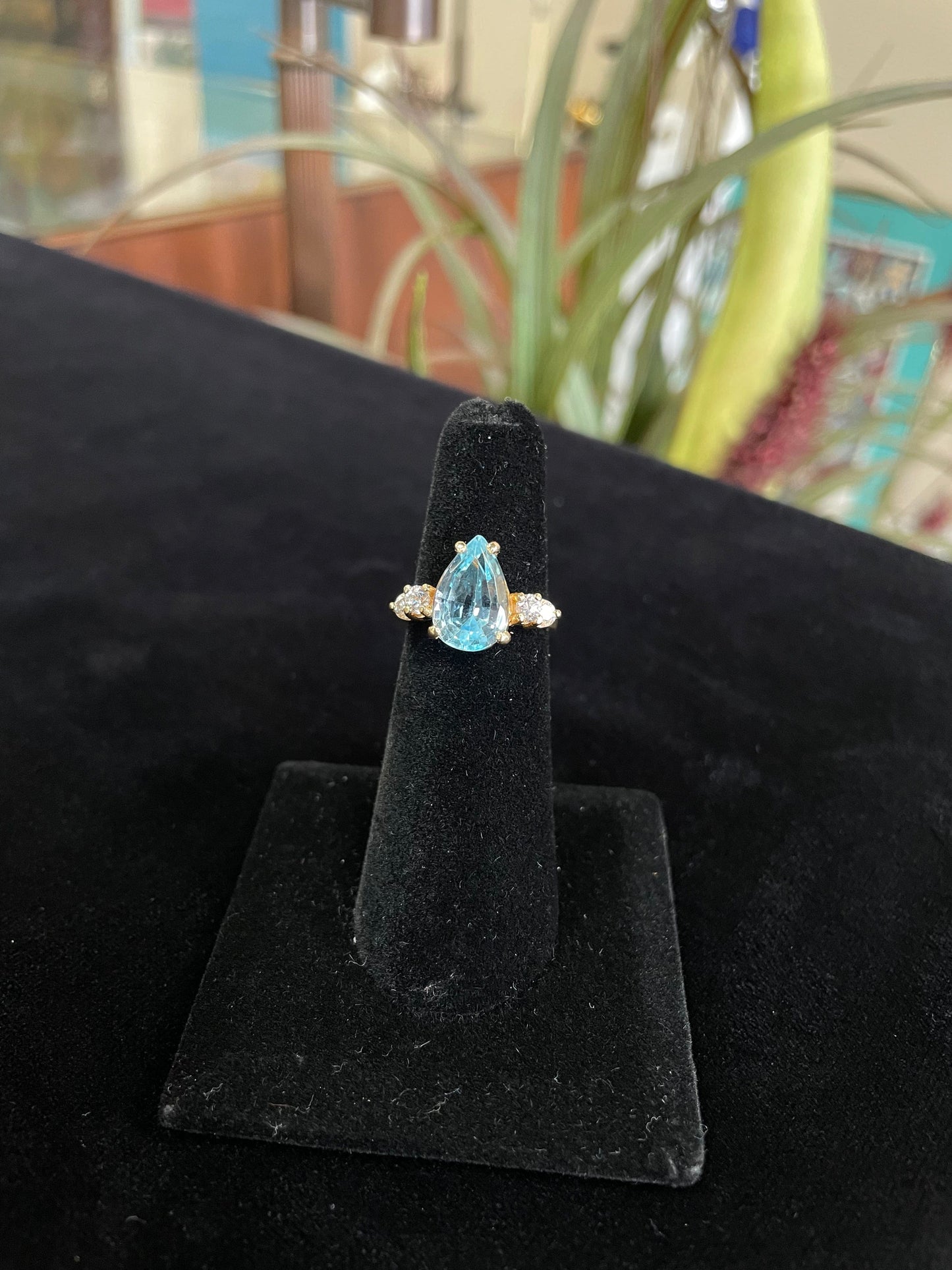 Pear Shaped Blue Stone Ring