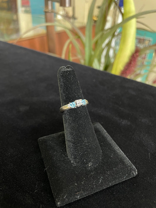 Blue Topaz and Diamond Gemstone Ring