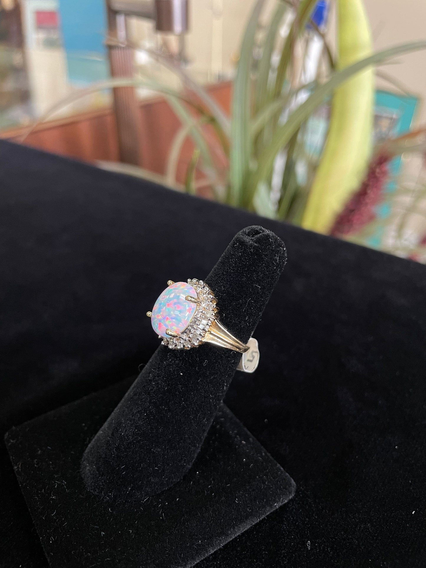 Large Oval Opal  Gemstone Ring