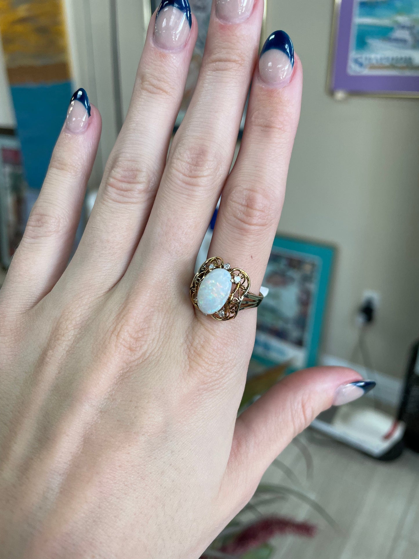 Vintage Opal Estate Gemstone Ring