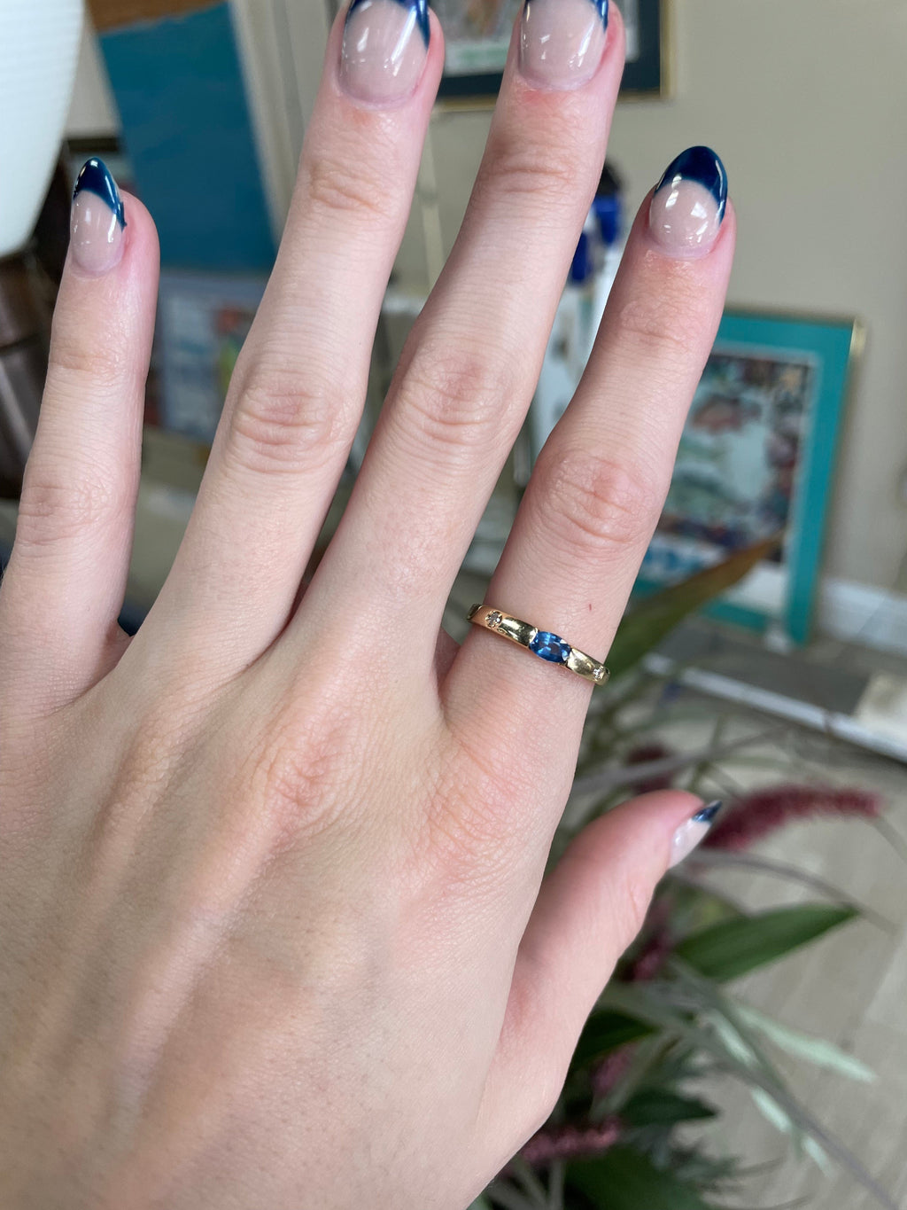 Blue Stone Yellow Gold Gemstone Ring