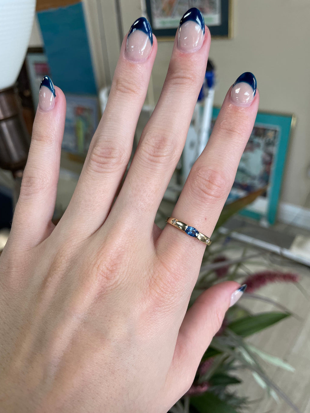 Blue Stone Yellow Gold Gemstone Ring