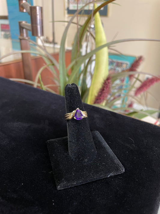 Pear Shaped Purple Stone Gemstone Ring