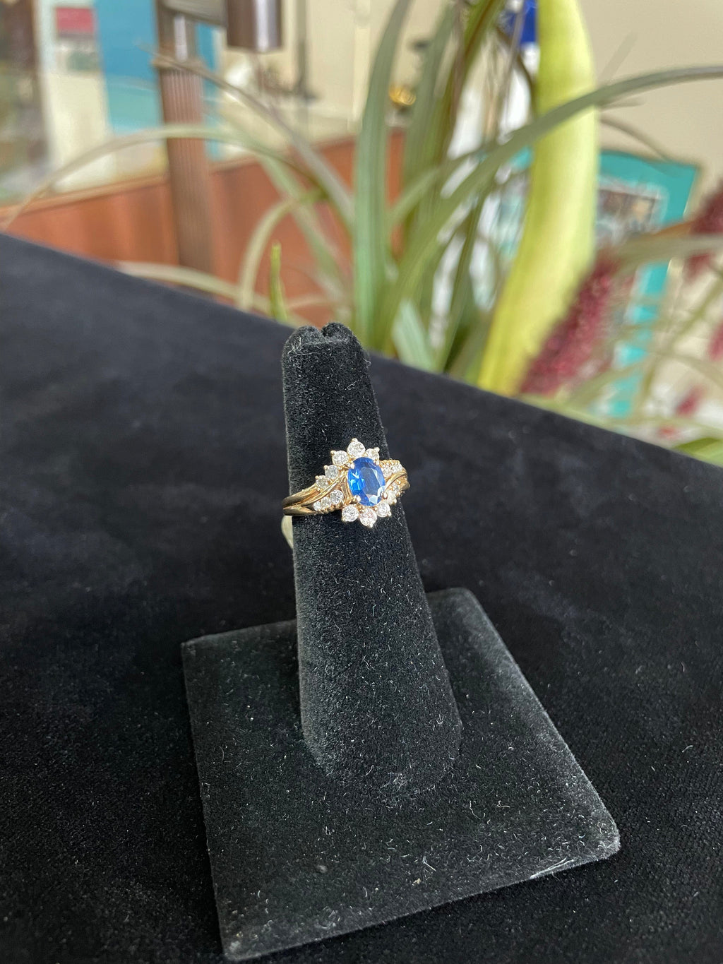 Sapphire and Diamond Yellow Gold Gemstone Ring