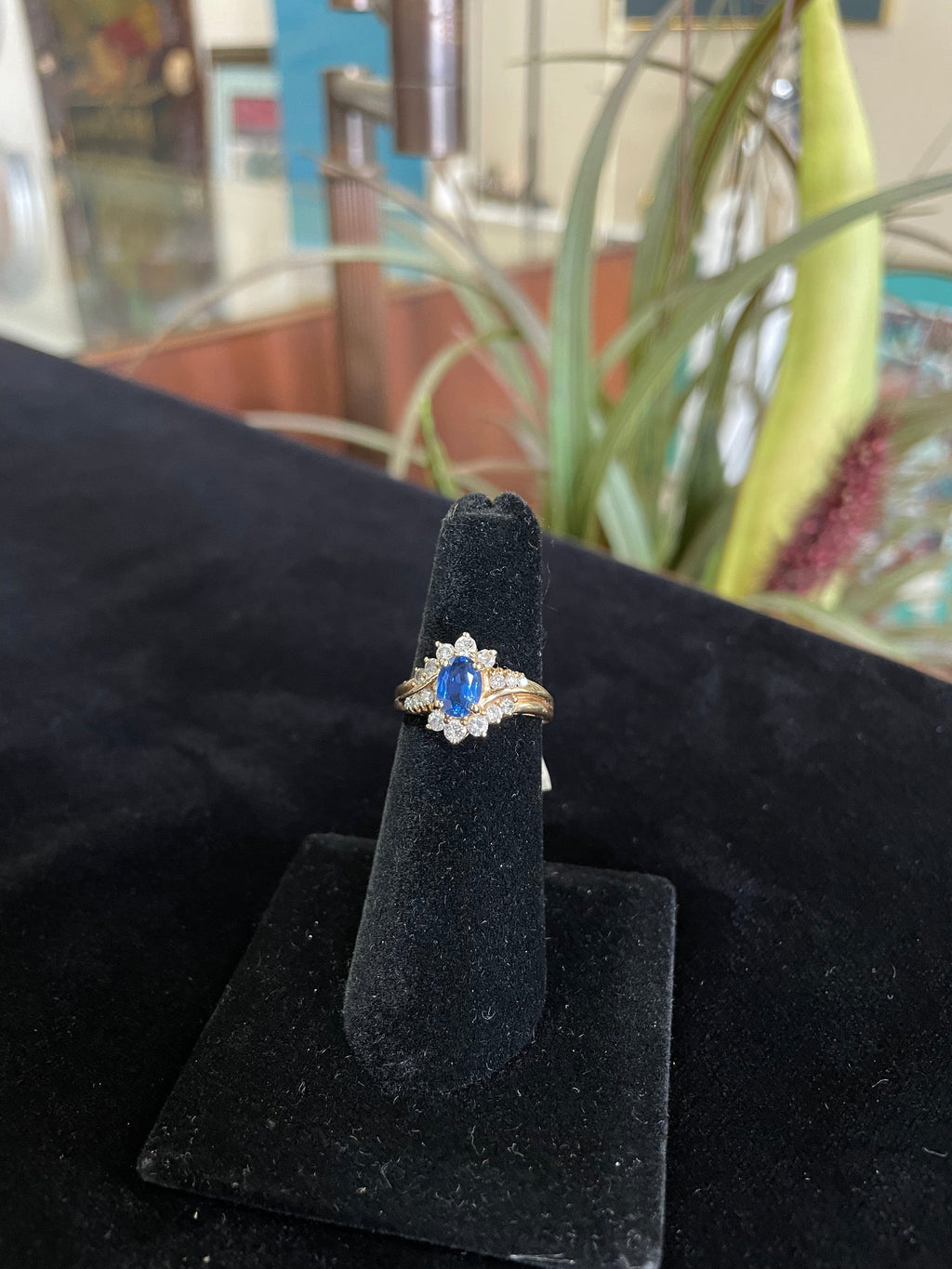 Sapphire and Diamond Yellow Gold Gemstone Ring