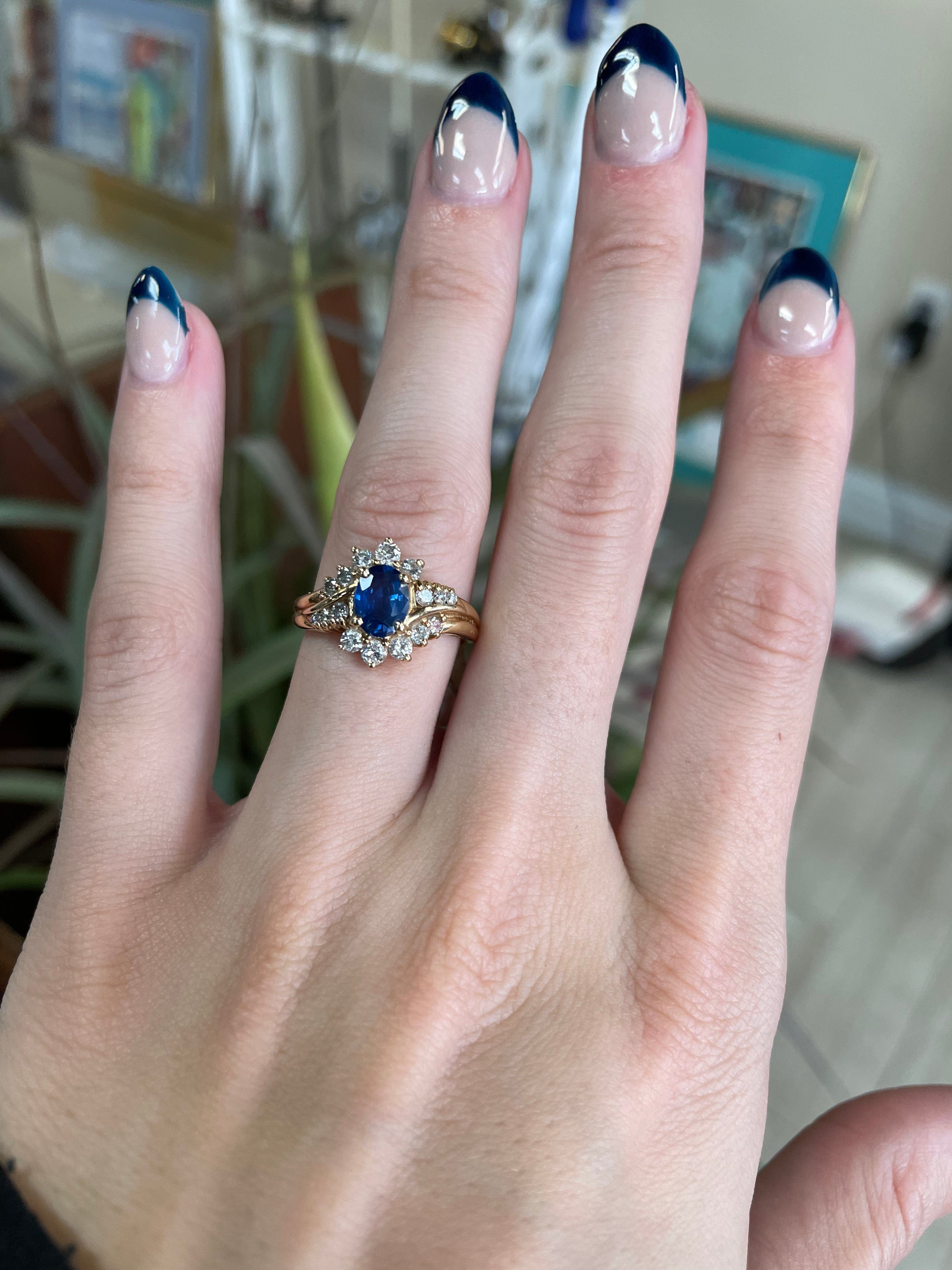 Sapphire and Diamond Yellow Gold Gemstone Ring