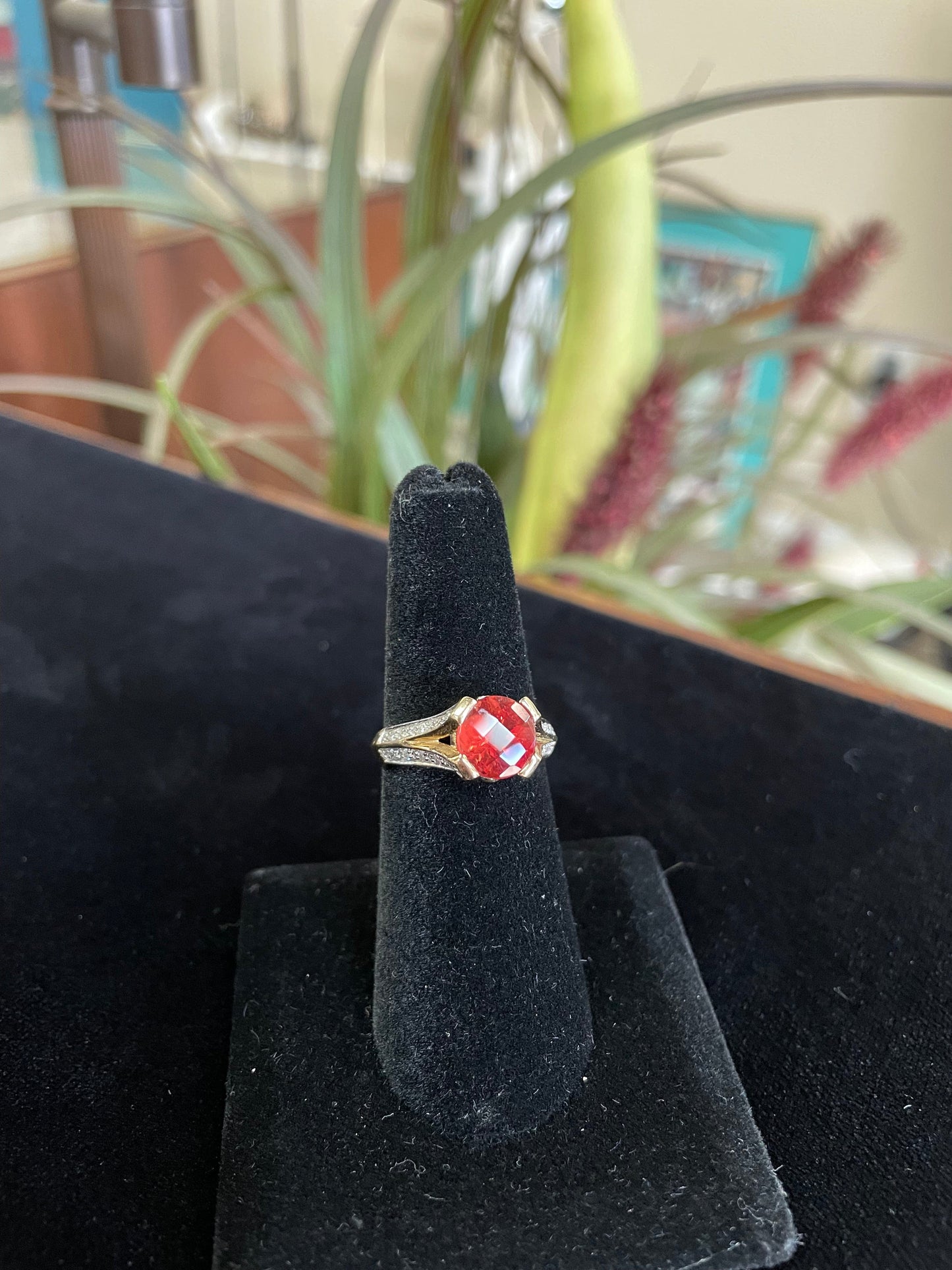 Orange Stone Diamond  Gemstone Ring
