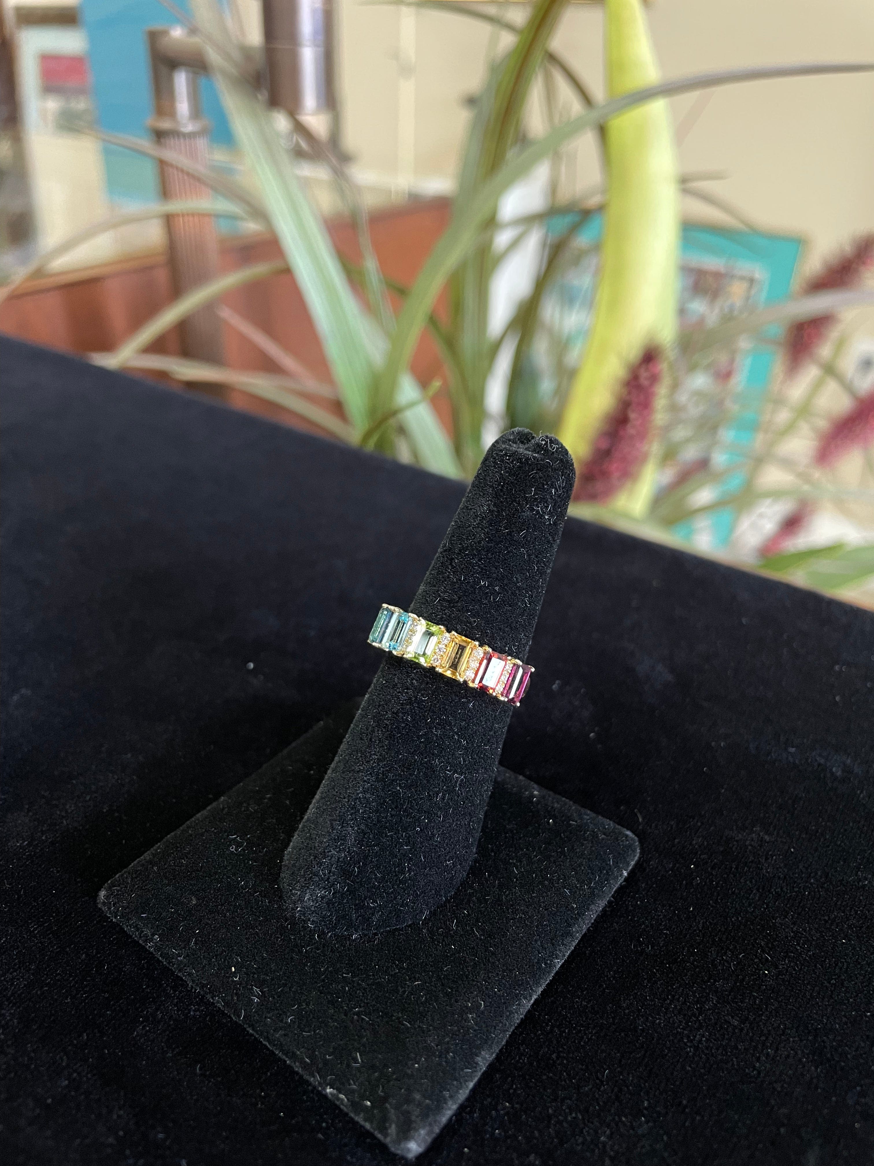 Effy Mosaic Multi Gemstone and Diamond  Gemstone Ring