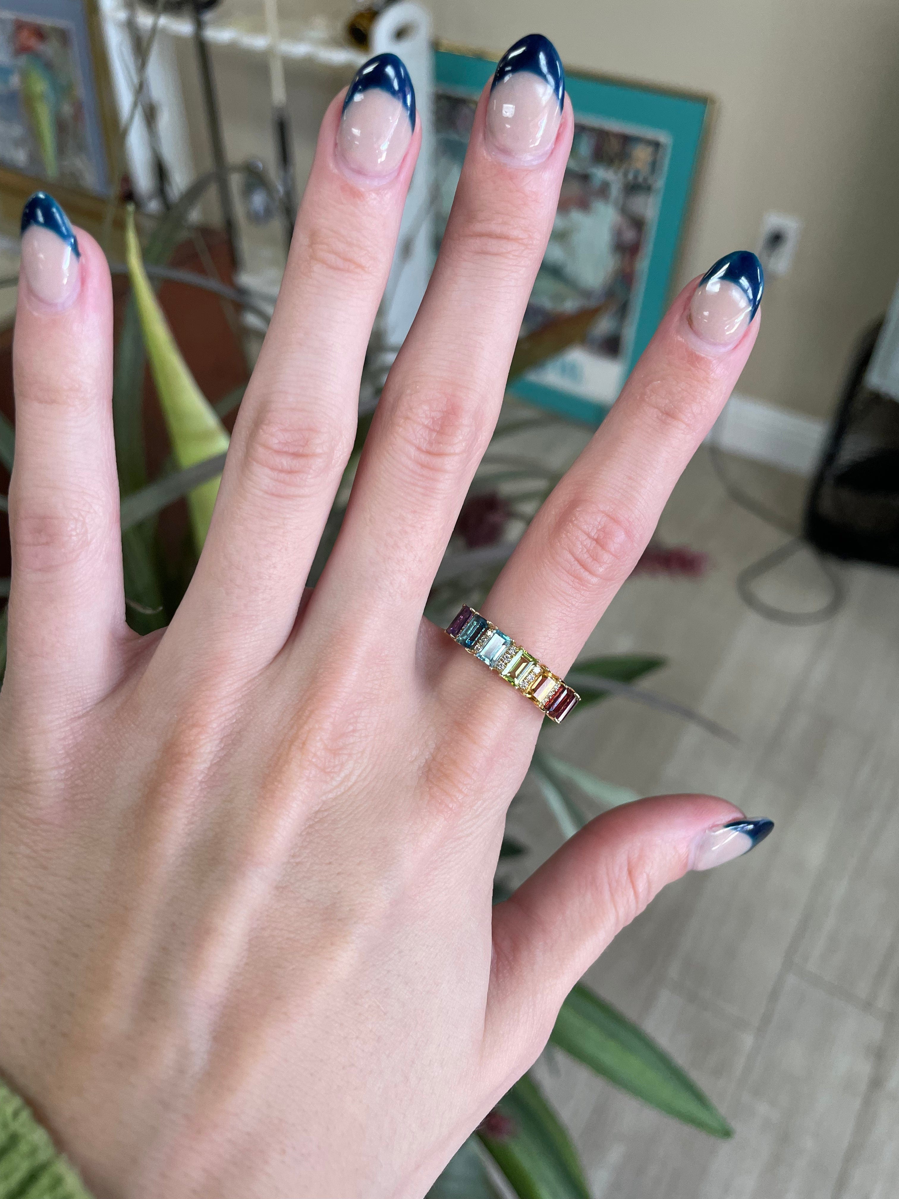 Effy Mosaic Multi Gemstone and Diamond Gemstone Ring