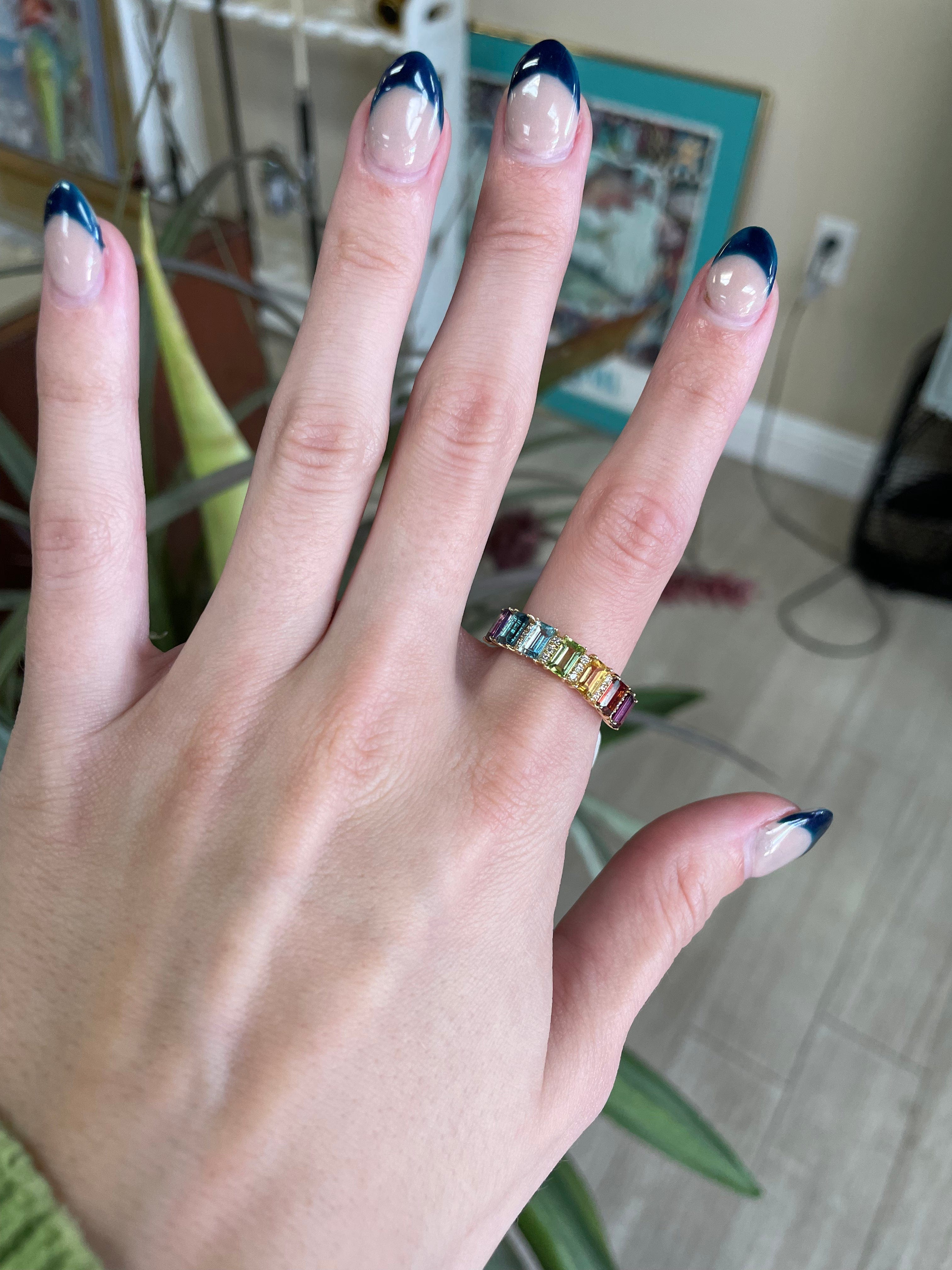 Effy Mosaic Multi Gemstone and Diamond  Gemstone Ring