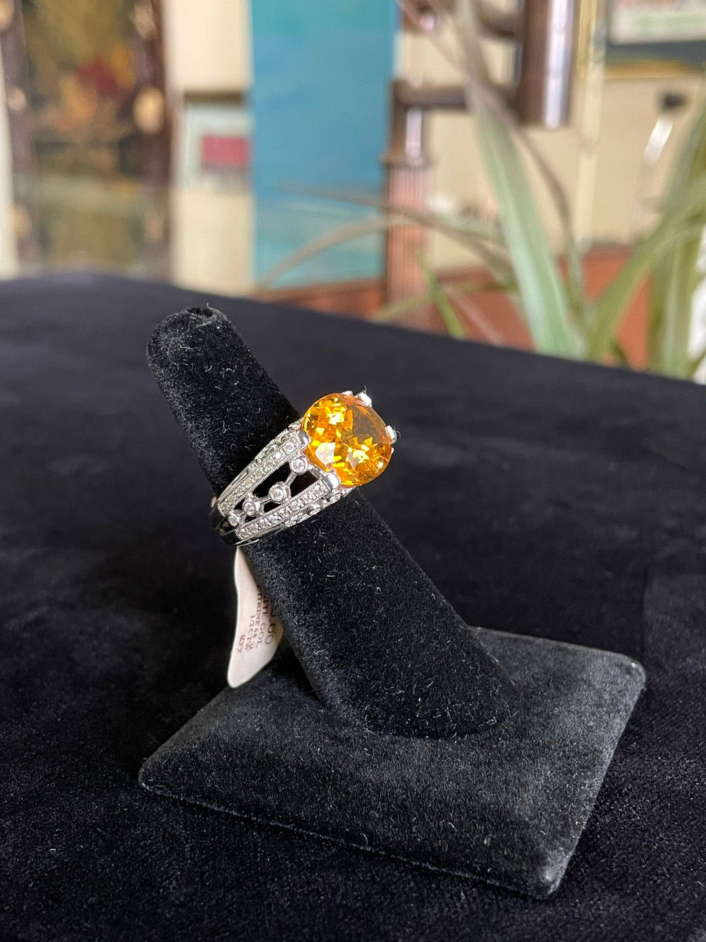 Large Citrine Diamond  Statement Gemstone Ring