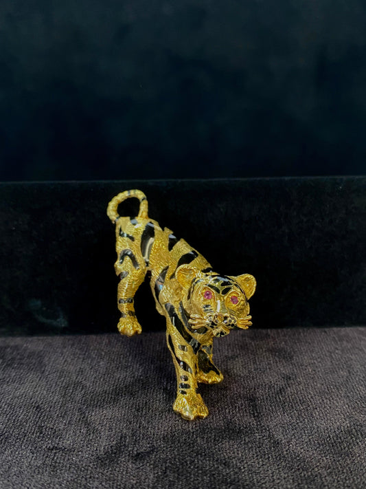 Tiger Brooch with Rubies