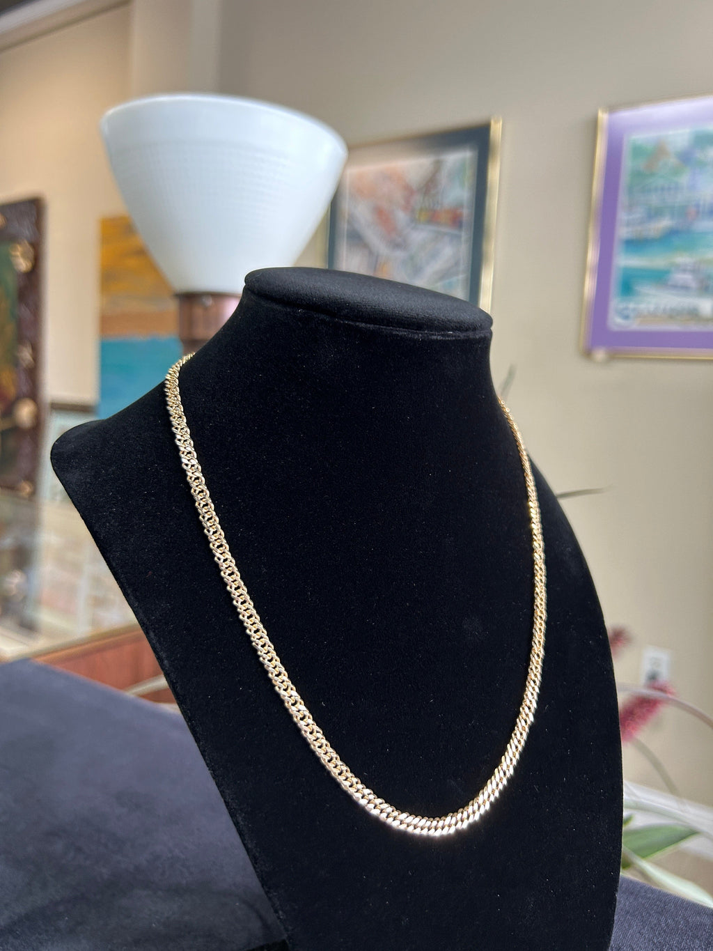 Double Link Cuban Chain 17in 14kt Yellow Gold