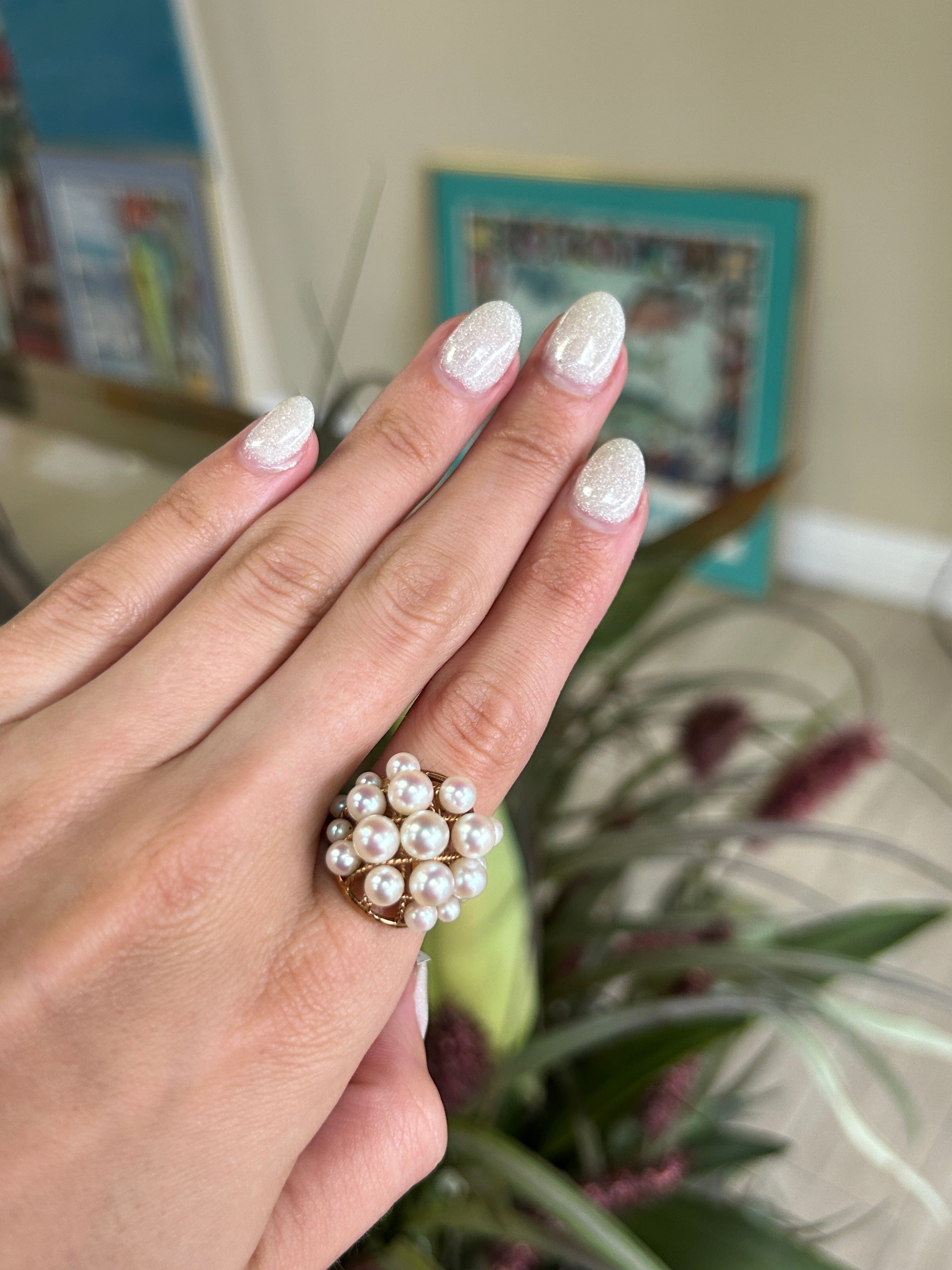Unique Freshwater Pearl 14kt Yellow Gold Statement Ring