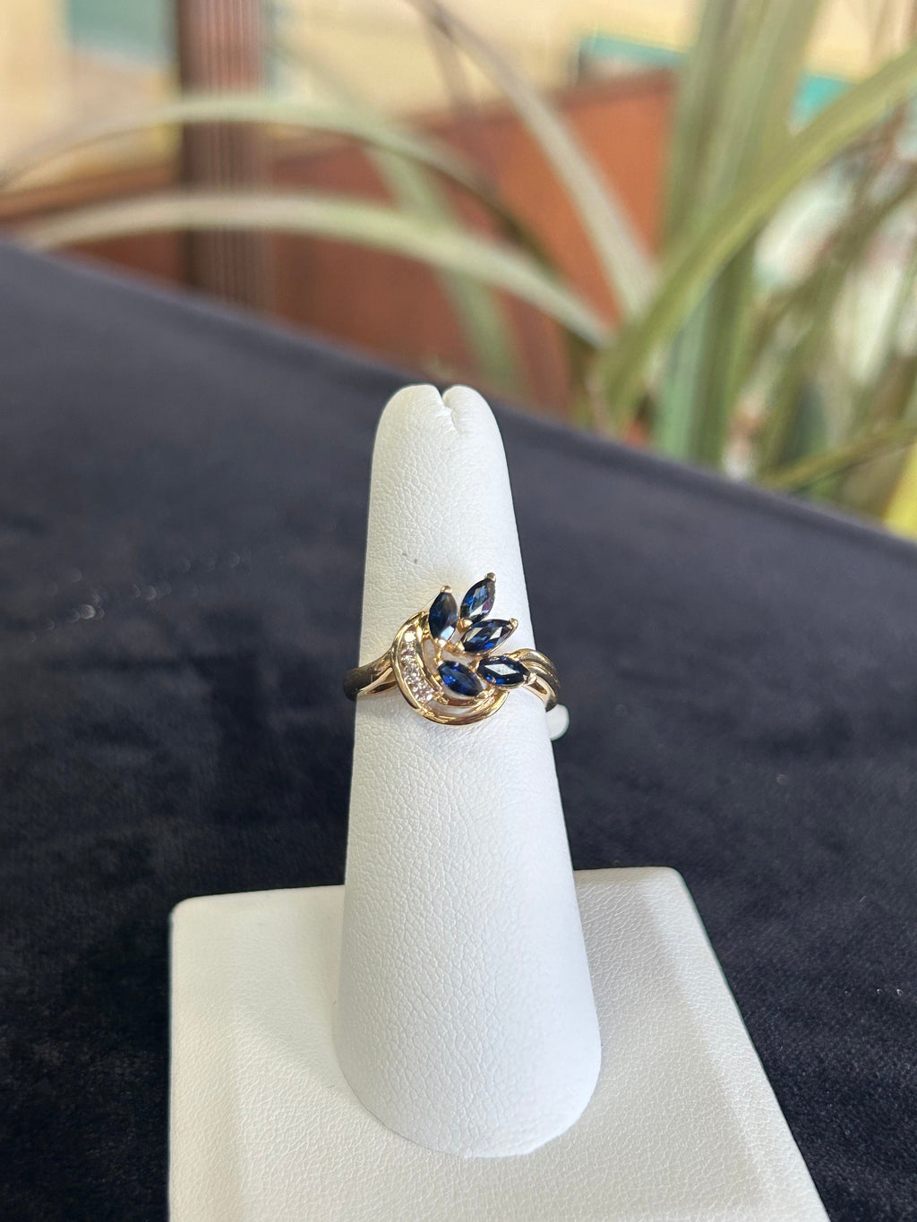 Sapphire and Diamond Yellow Gold Gemstone Ring
