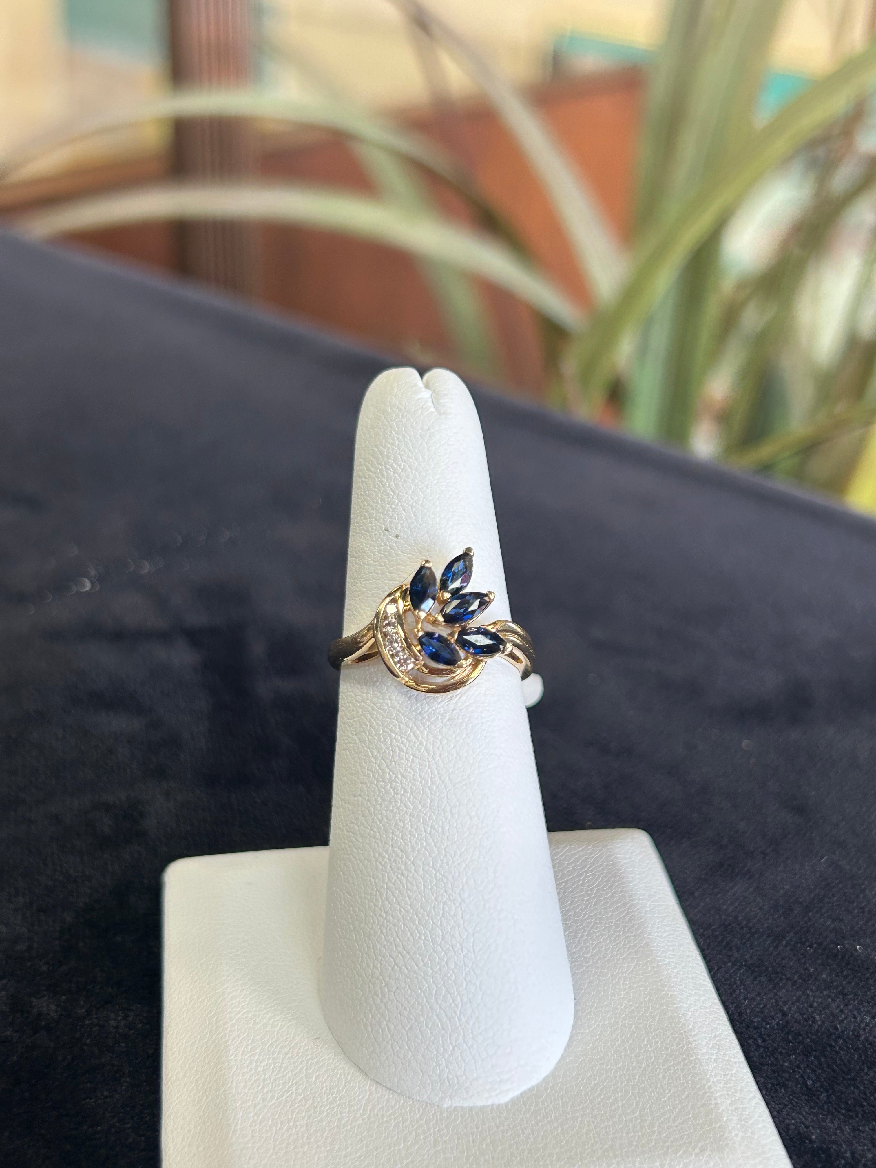Sapphire and Diamond Yellow Gold Gemstone Ring