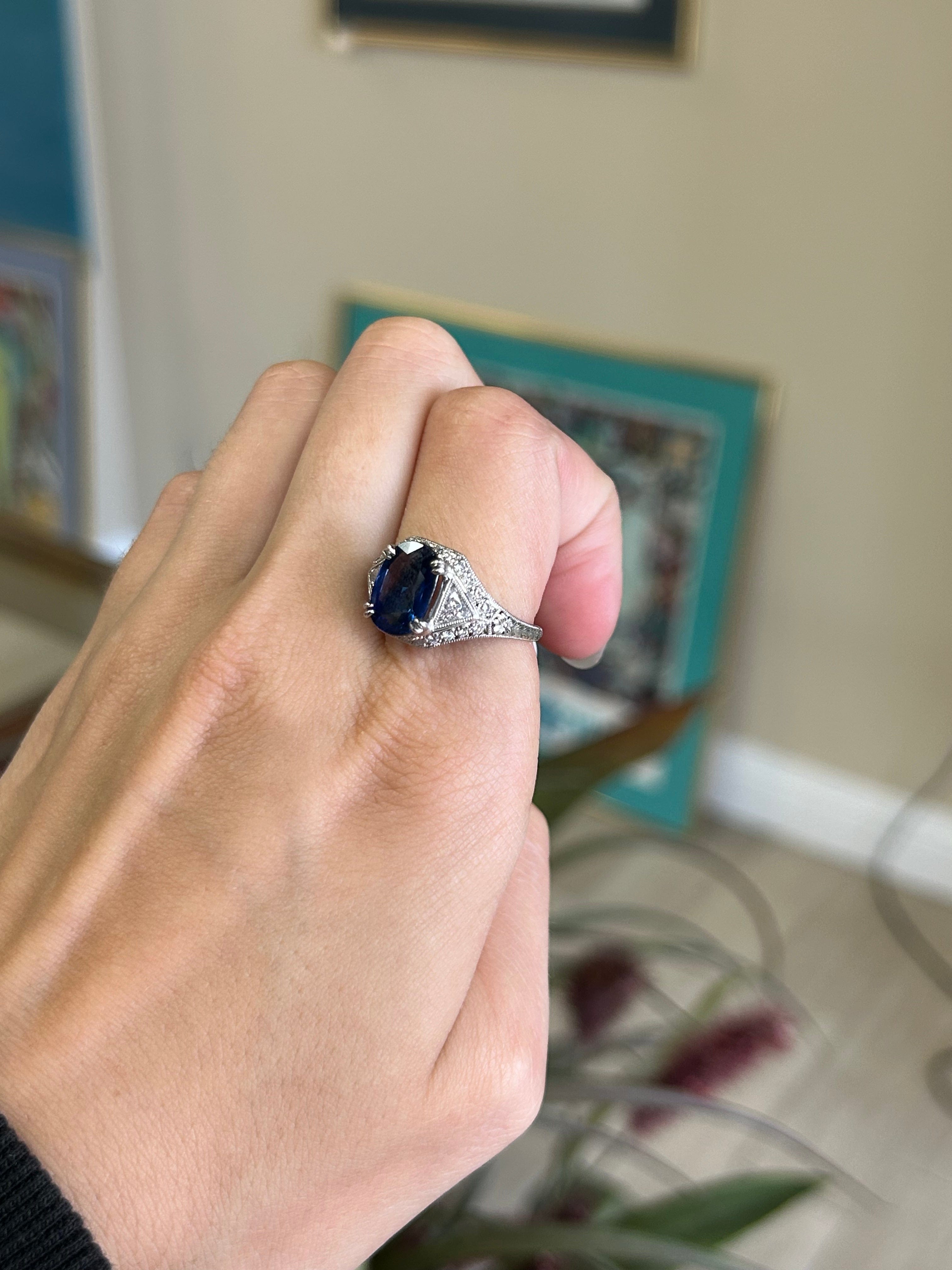 Sheldon Speyer 3.85 Carat Sapphire and 1.85 Carat Diamond Engagement Ring