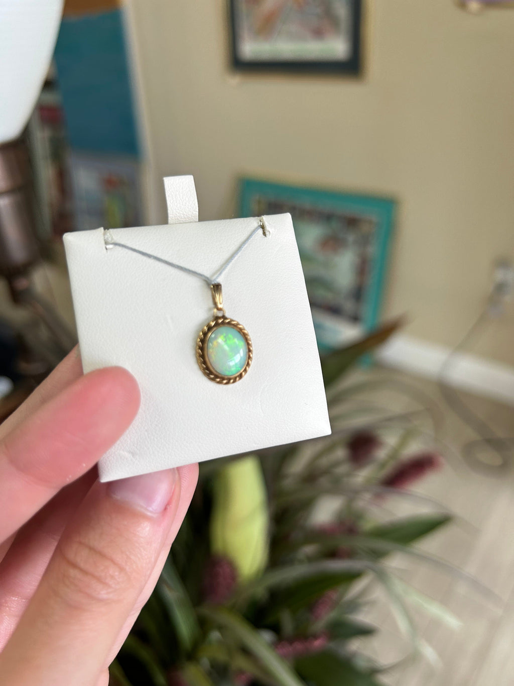 Opal Pendant Yellow Gold Bezel Set
