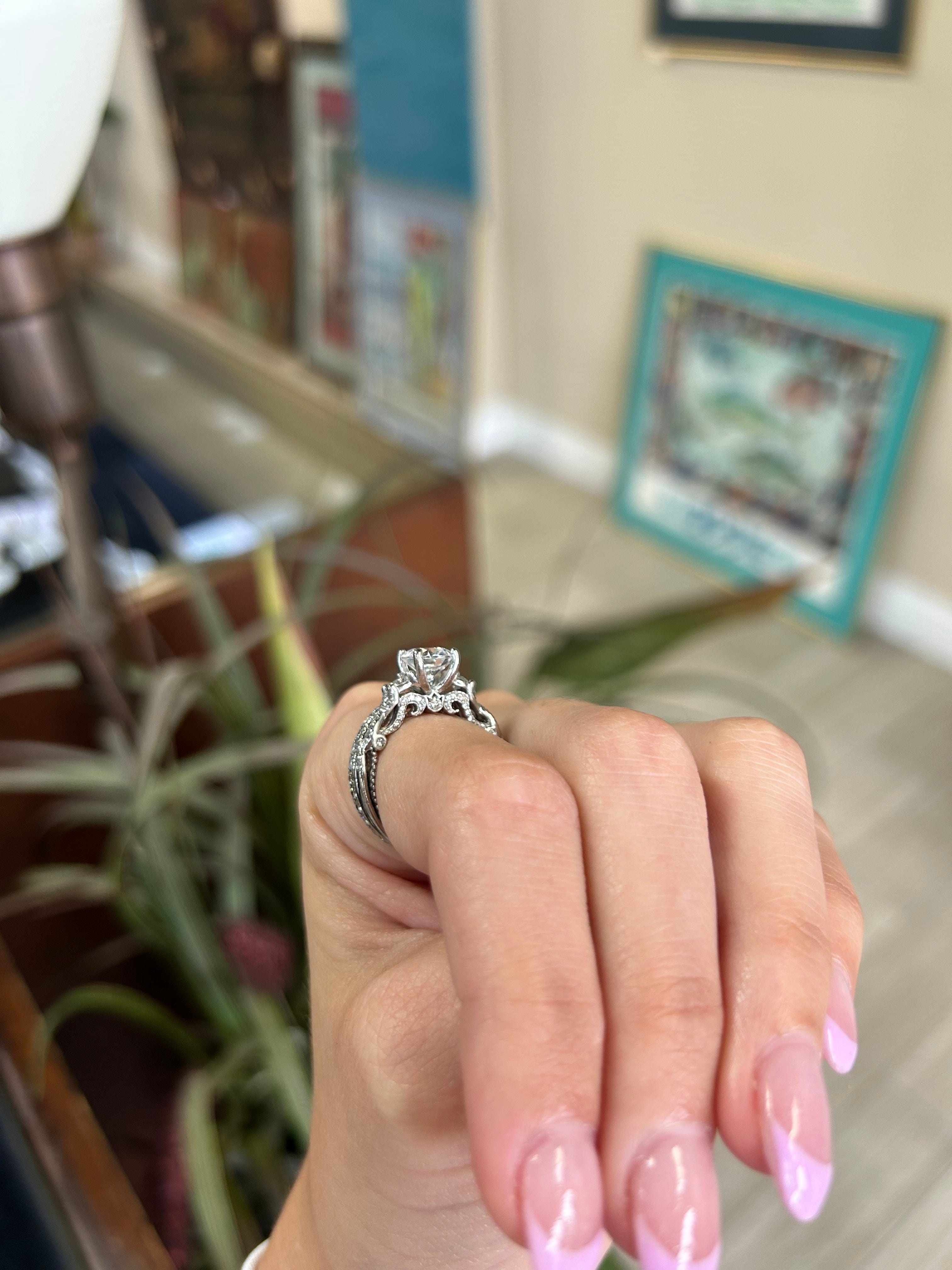 Verragio 18kt Engagement Ring White Gold Synthetic Center Stone