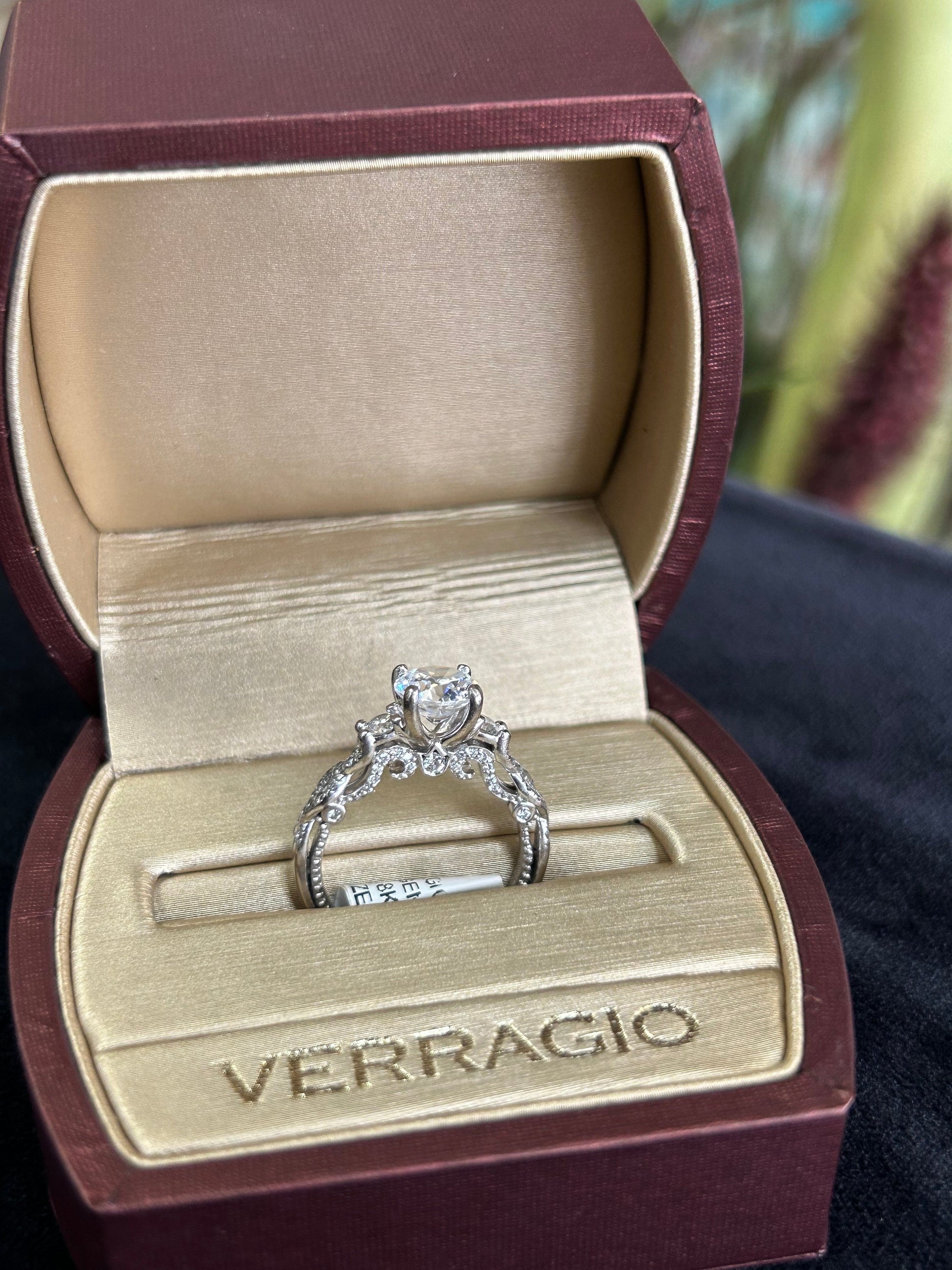 Verragio 18kt Engagement Ring White Gold Synthetic Center Stone