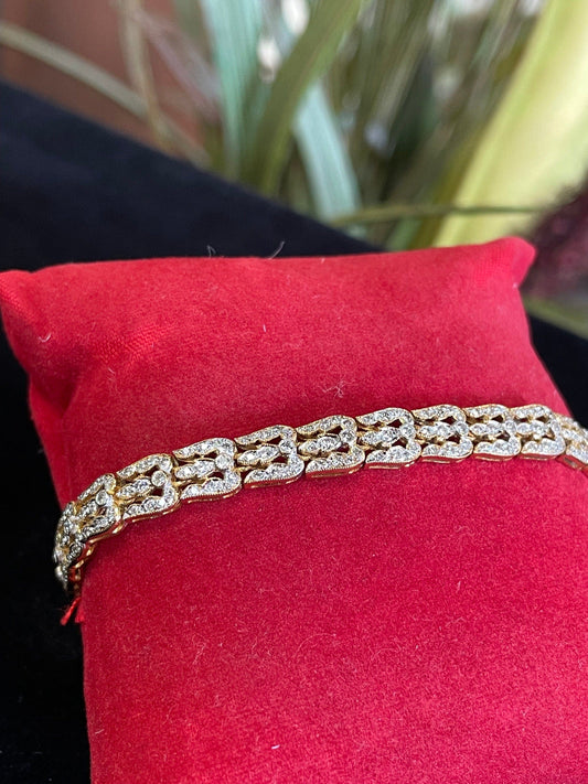 Unique Fancy Link Diamond 18K Bracelet Estate Jewlery