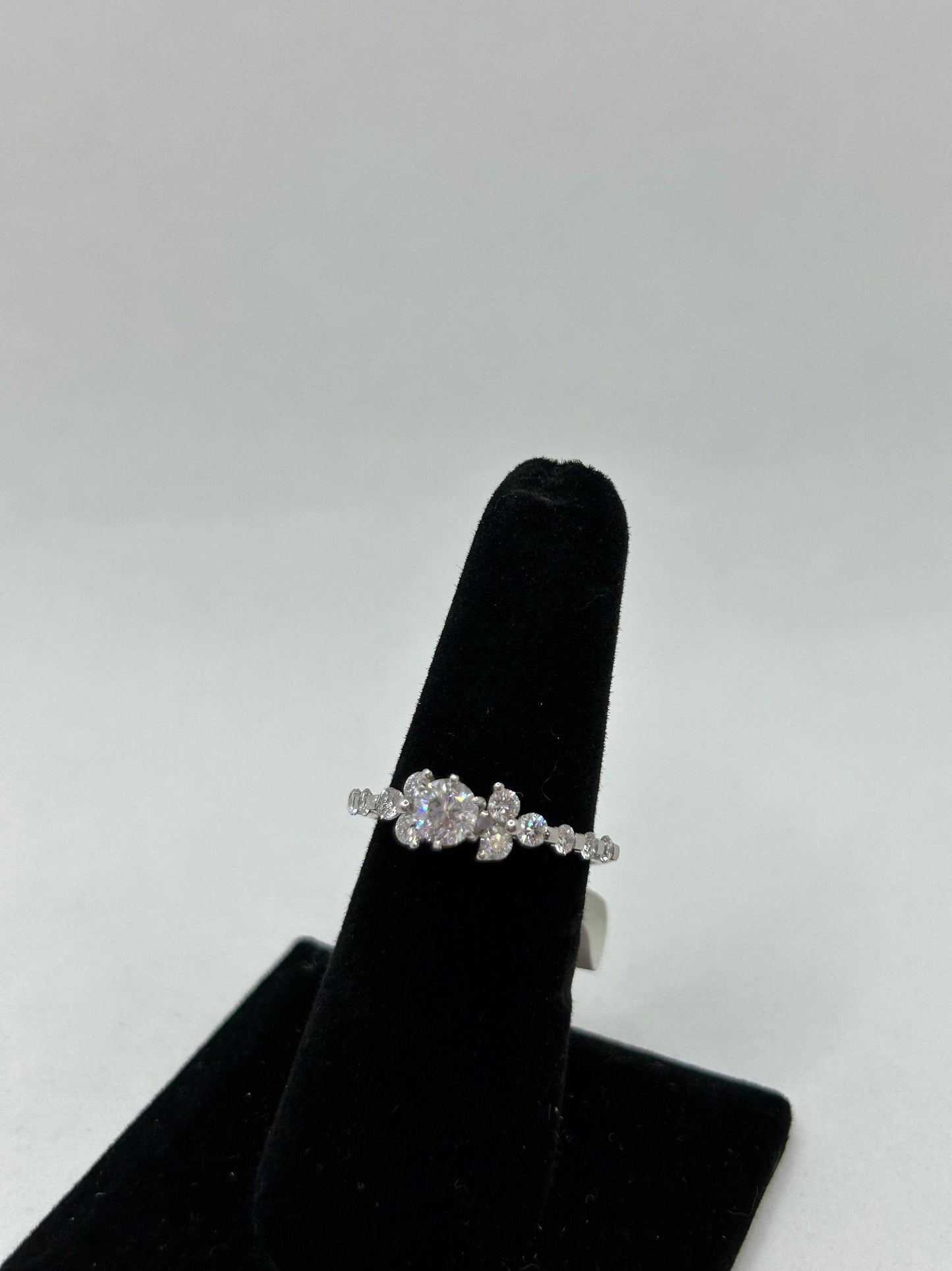Floral Design White Gold Engagement Ring
