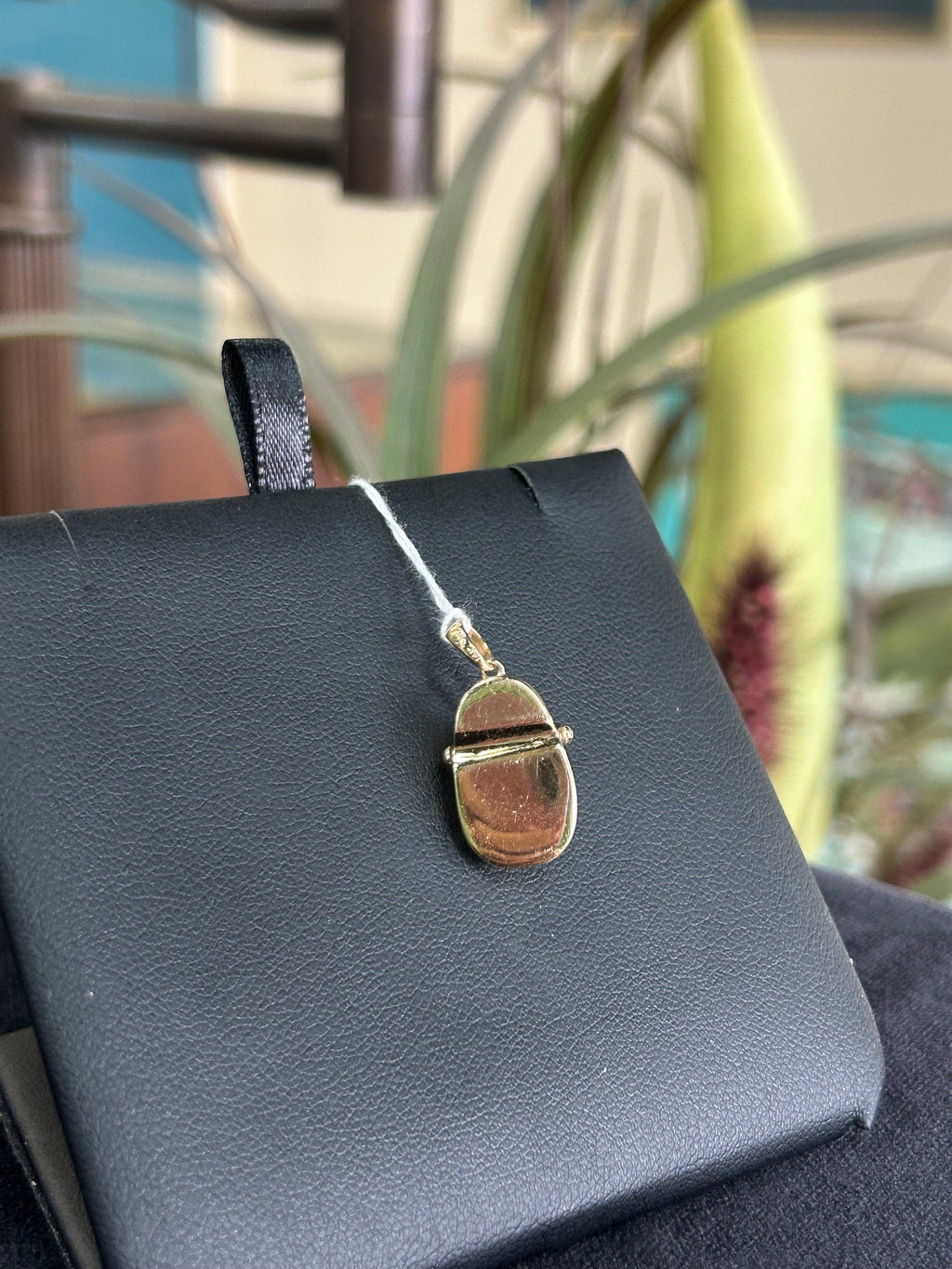 Emerald and Natural Diamond 14kt Baby Shoe Charm