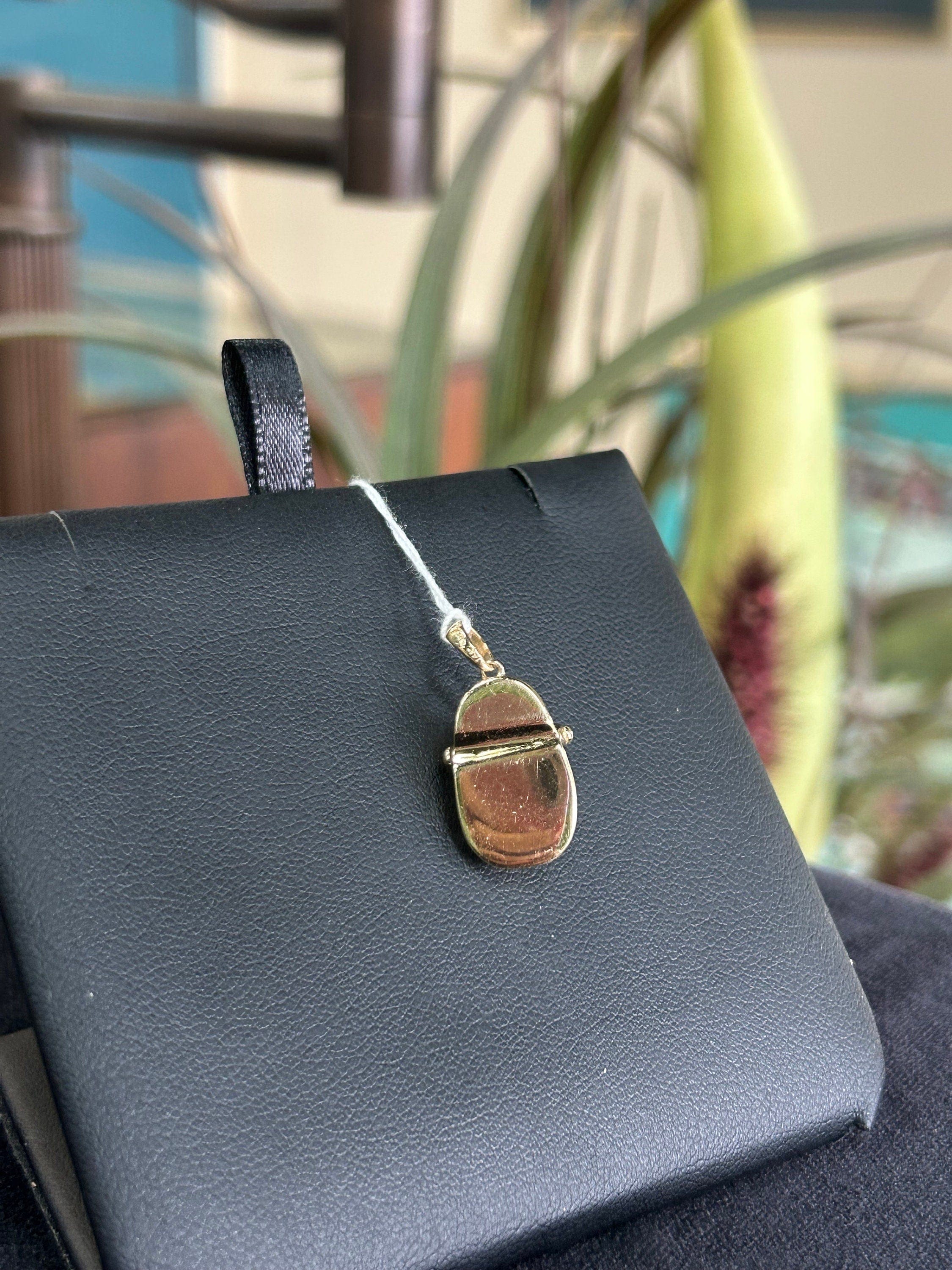 Emerald and Natural Diamond 14kt Baby Shoe Charm