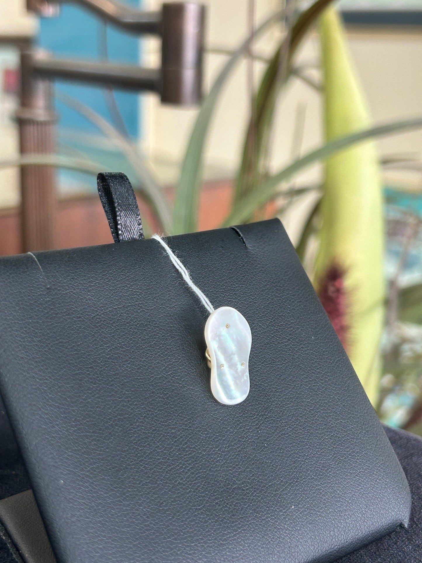 Mother of Pearl Flip Flop with 14kt Gold Straps