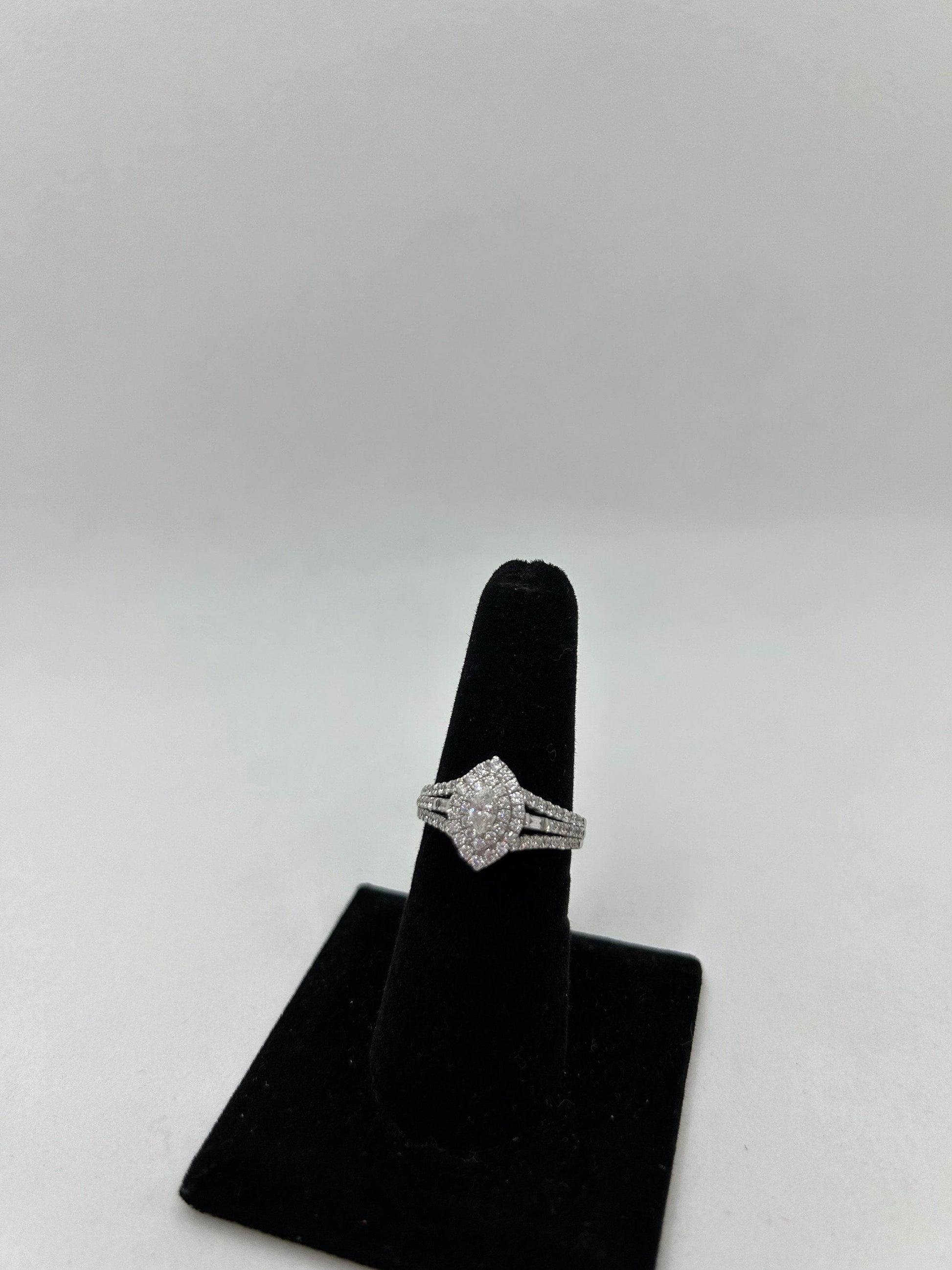 Marquise Double Halo Engagement Ring with Split Shank