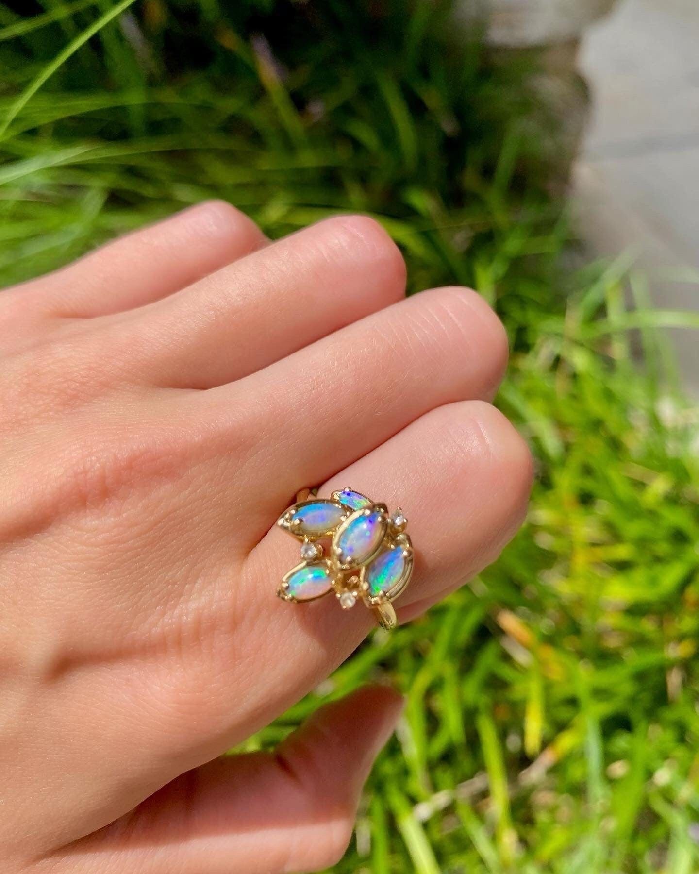 Opal Cluster Women's Gemstone Ring