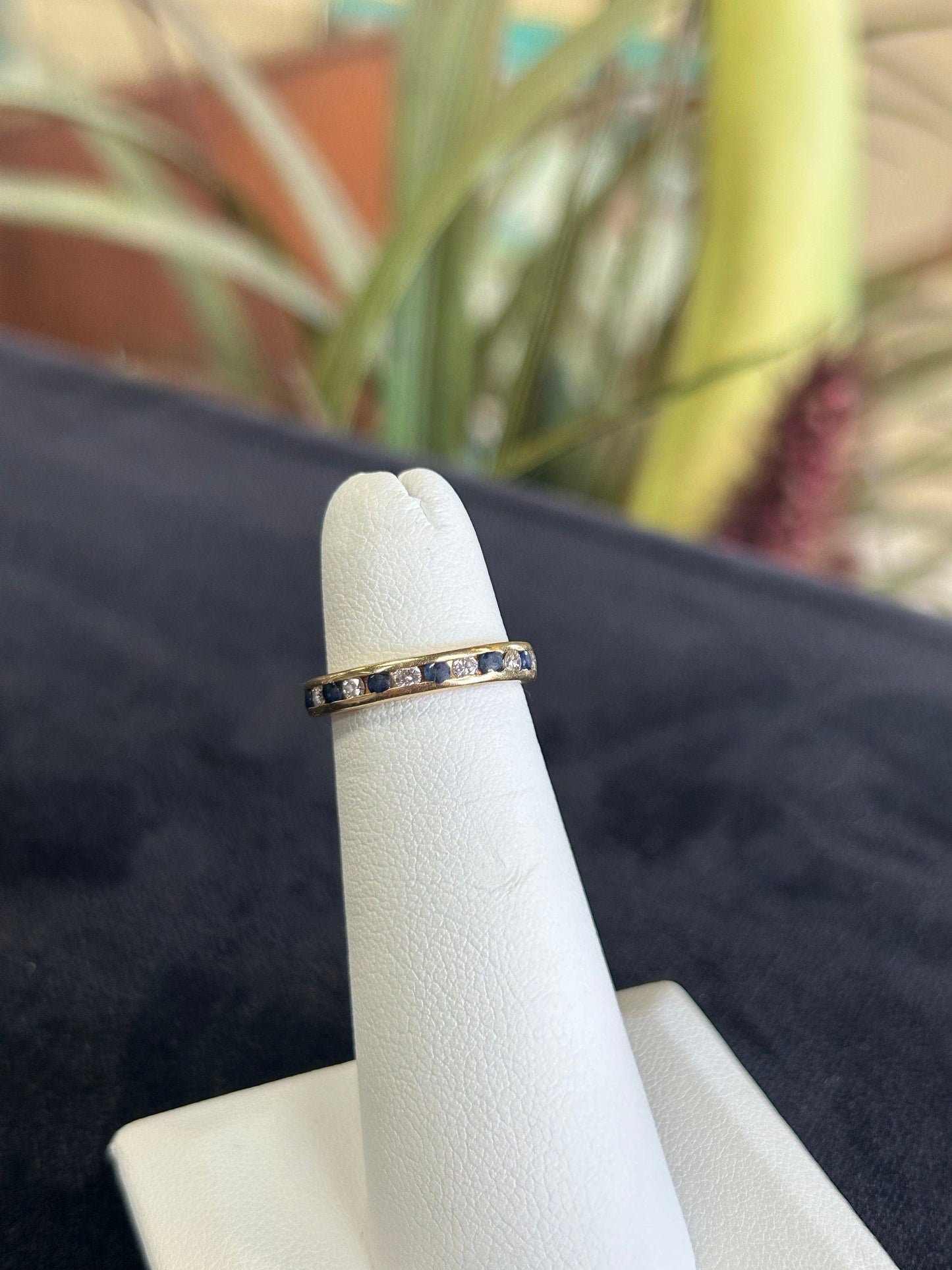 Eternity Band Sapphire and Natural Diamond Yellow Gold
