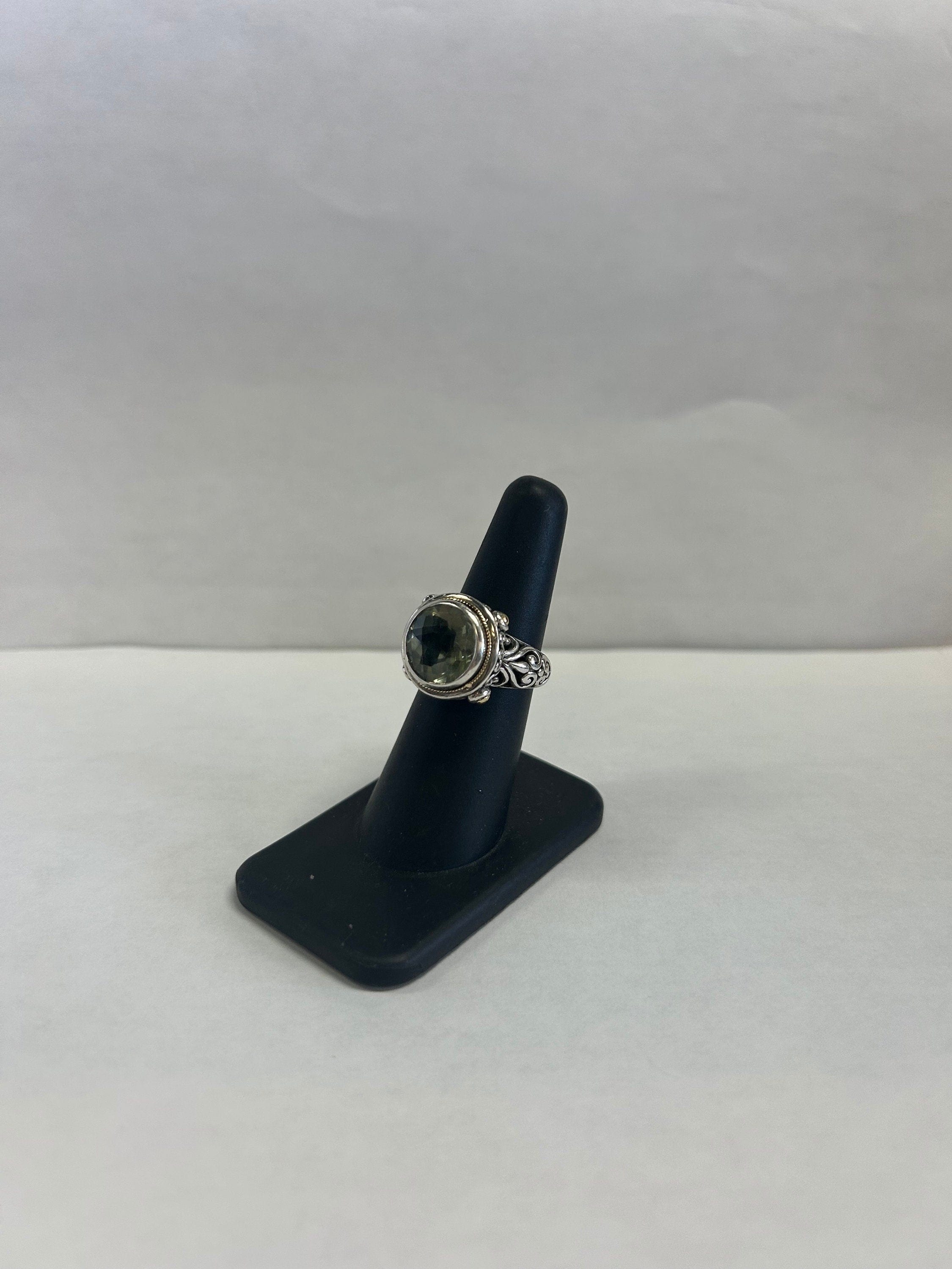 Green Amethyst Statement Ring 18kt and .925 Effy