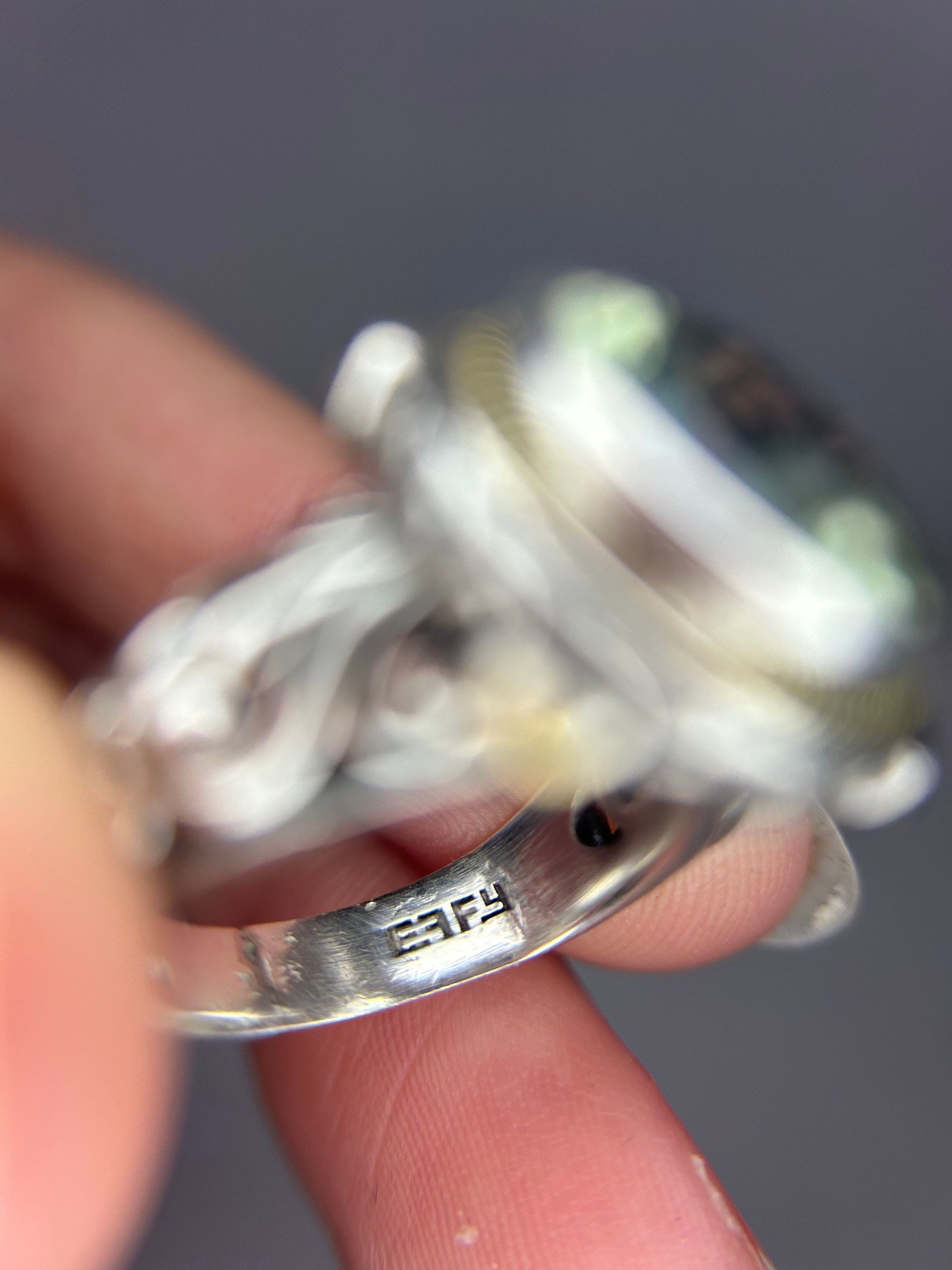 Green Amethyst Statement Ring 18kt and .925 Effy