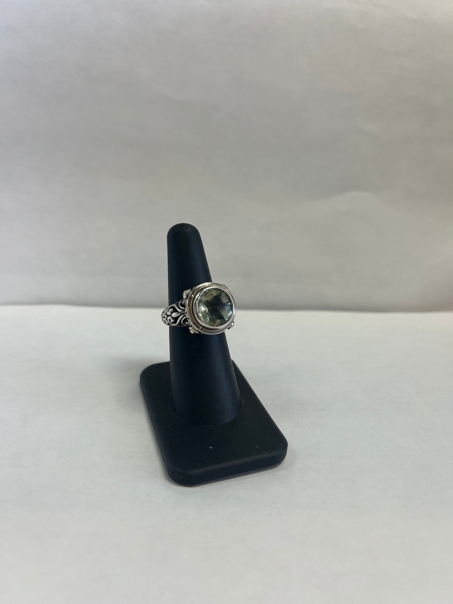 Green Amethyst Statement Ring 18kt and .925 Effy