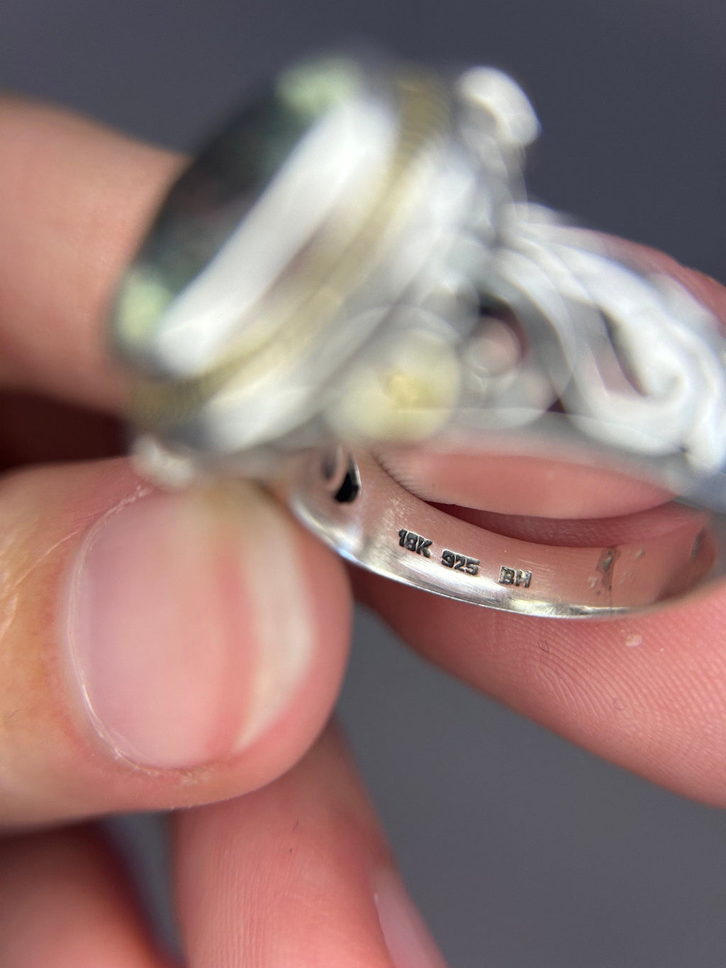 Green Amethyst Statement Ring 18kt and .925 Effy