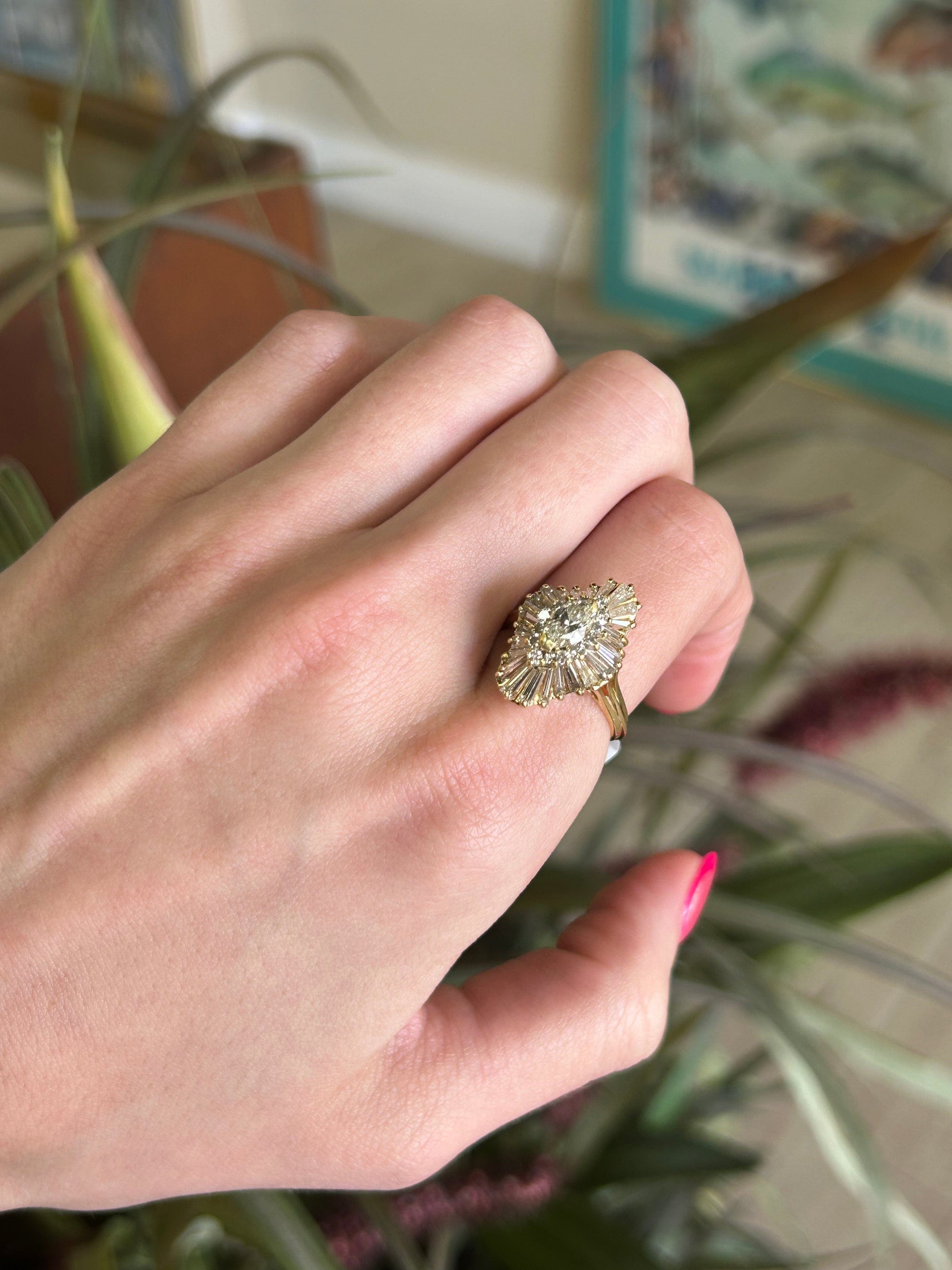 Ballerina Diamond Yellow Gold Ring Emerald Coast Jewelers and Loan